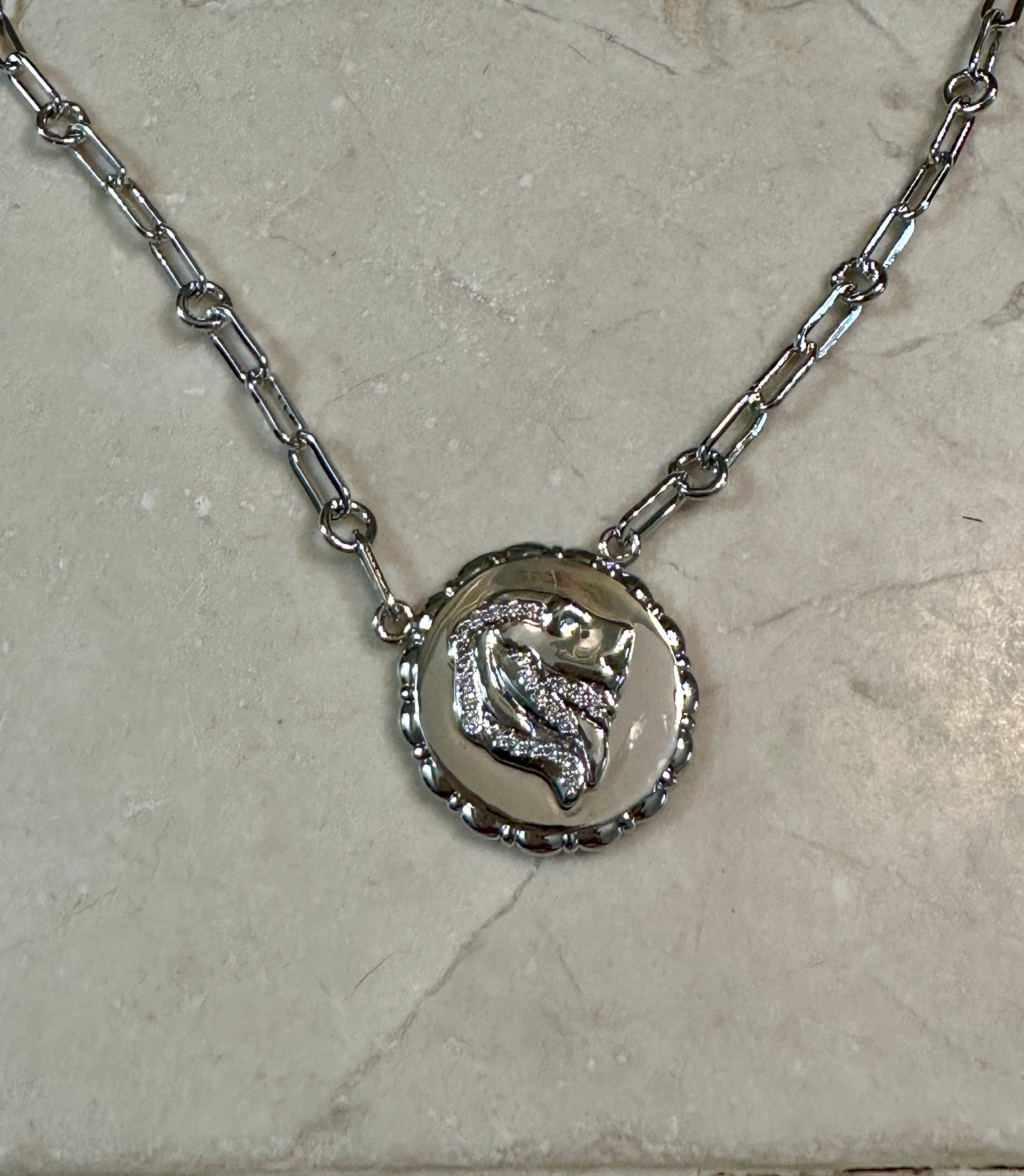 Bold CZ Zodiac Link Leo Necklace