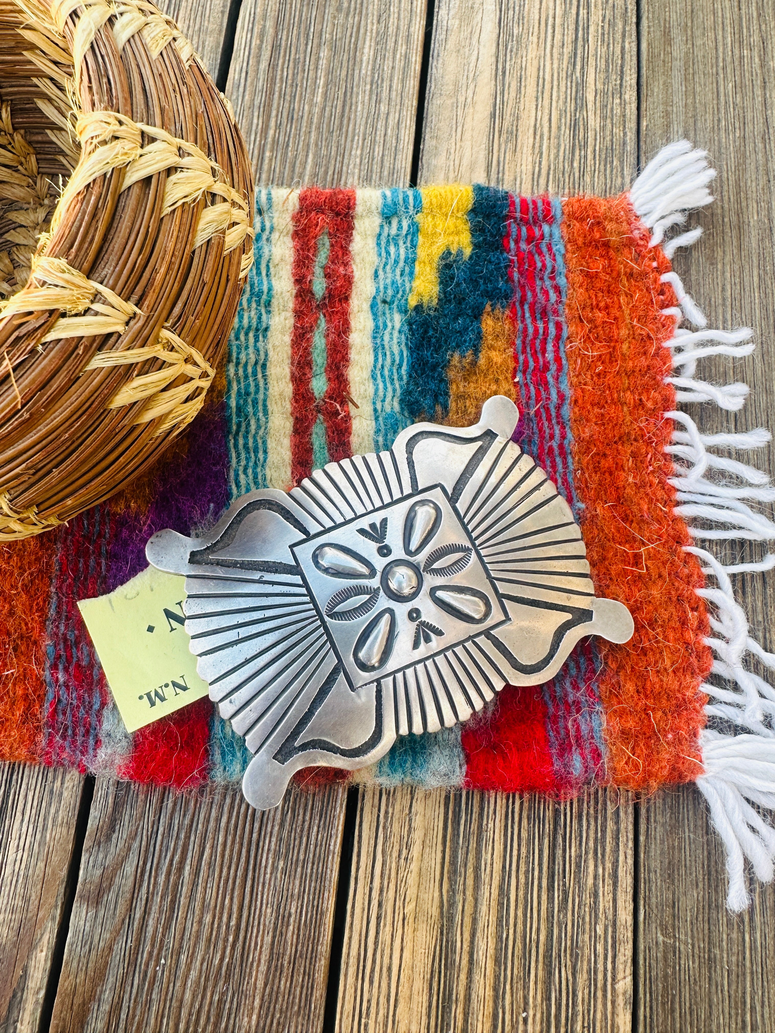 Handcrafted Vintage Old Pawn Sterling Silver Belt Buckle