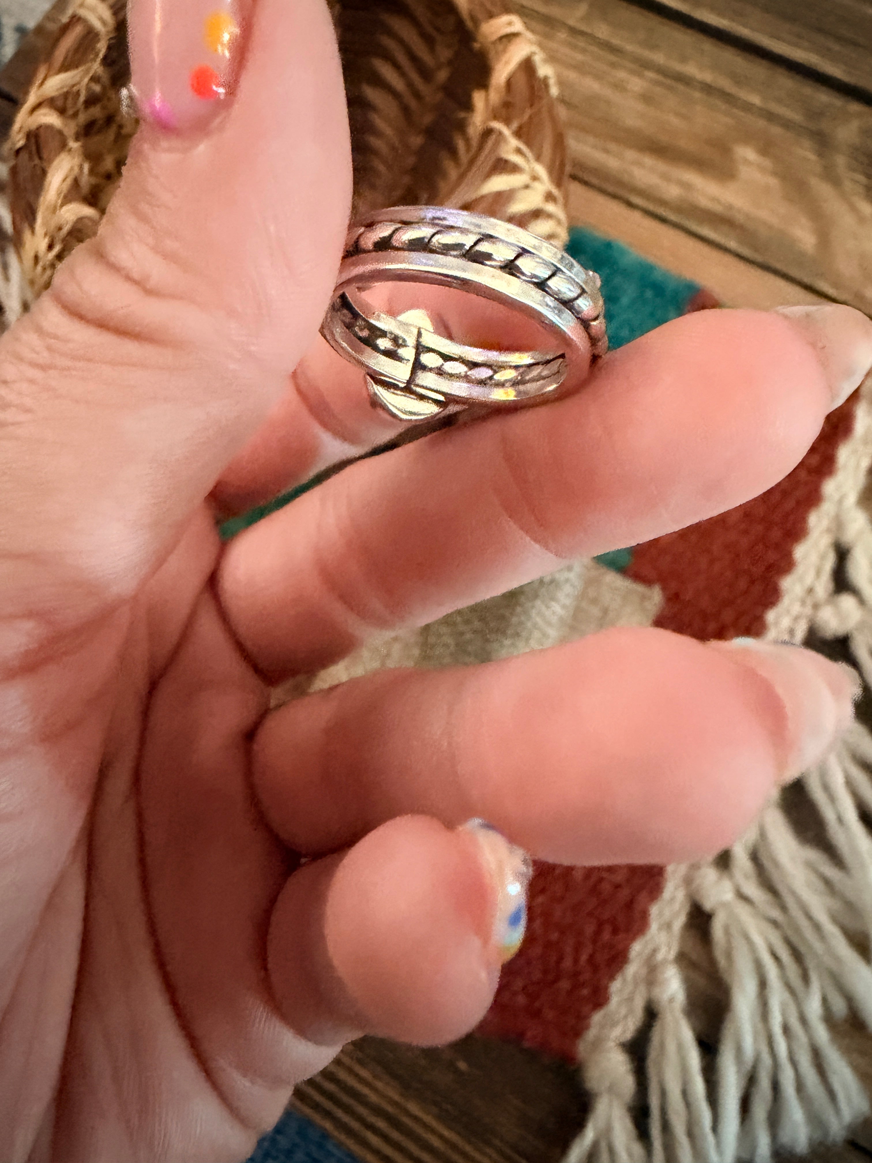 Handcrafted Turquoise & Sterling Silver Ring Size 7.25