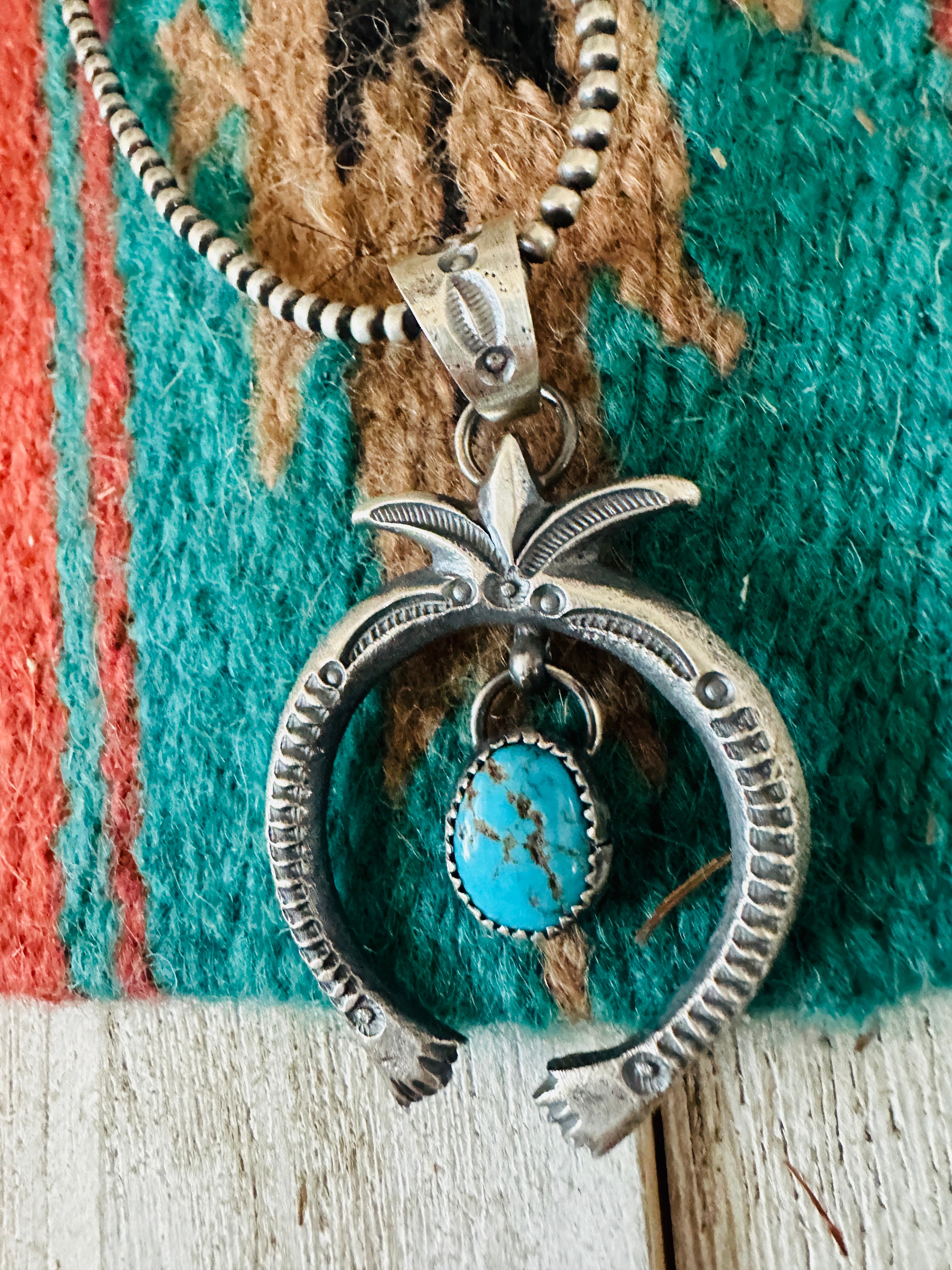 Handcrafted Sterling Silver & Turquoise Naja Pendant by Eva & Linberg Billah