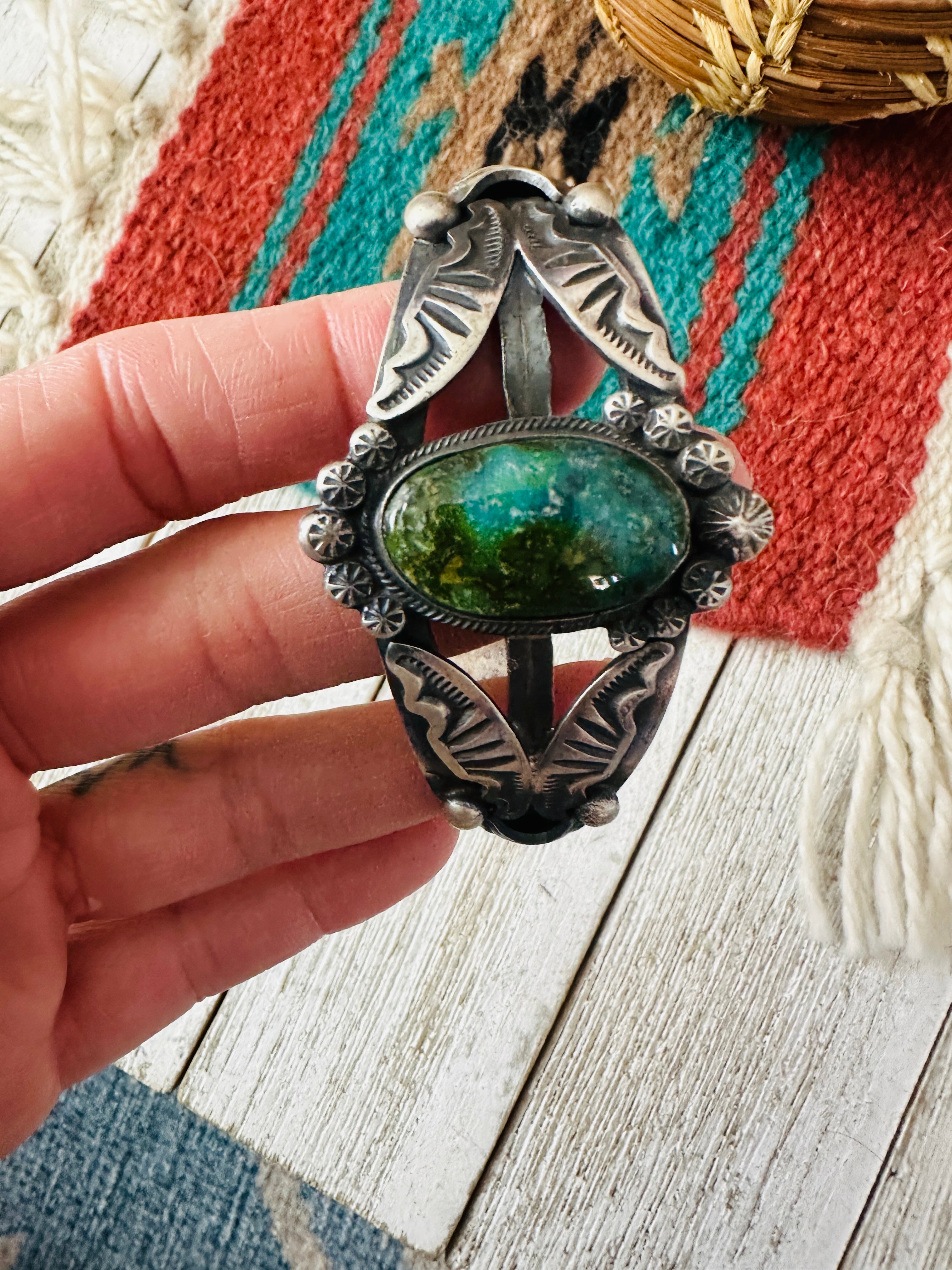 Handcrafted Sonoran Mountain Turquoise & Sterling Silver Cuff Bracelet