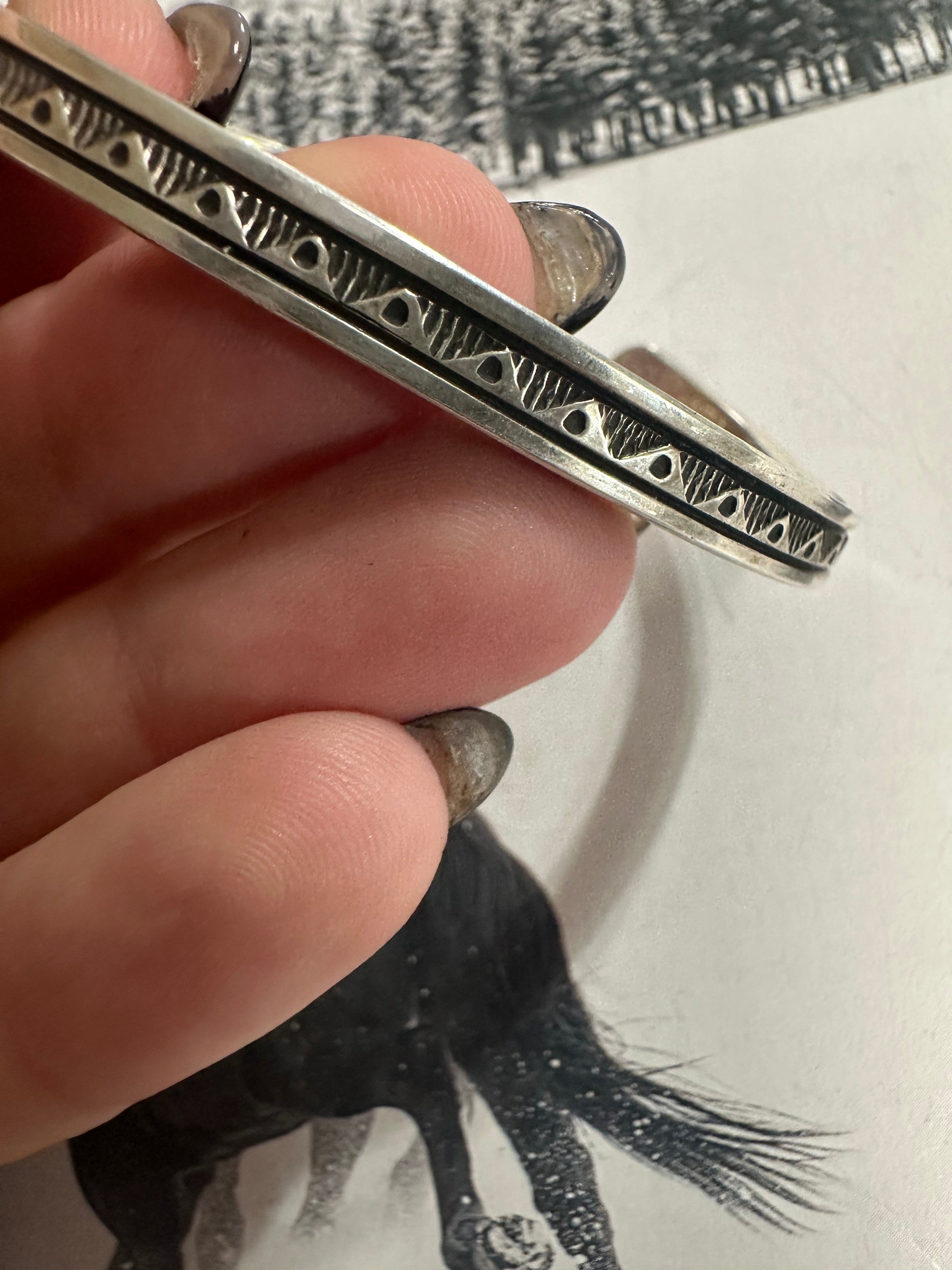 Beautiful Handcrafted Hand Stamped Bracelet Cuff Signed Landon Secatero