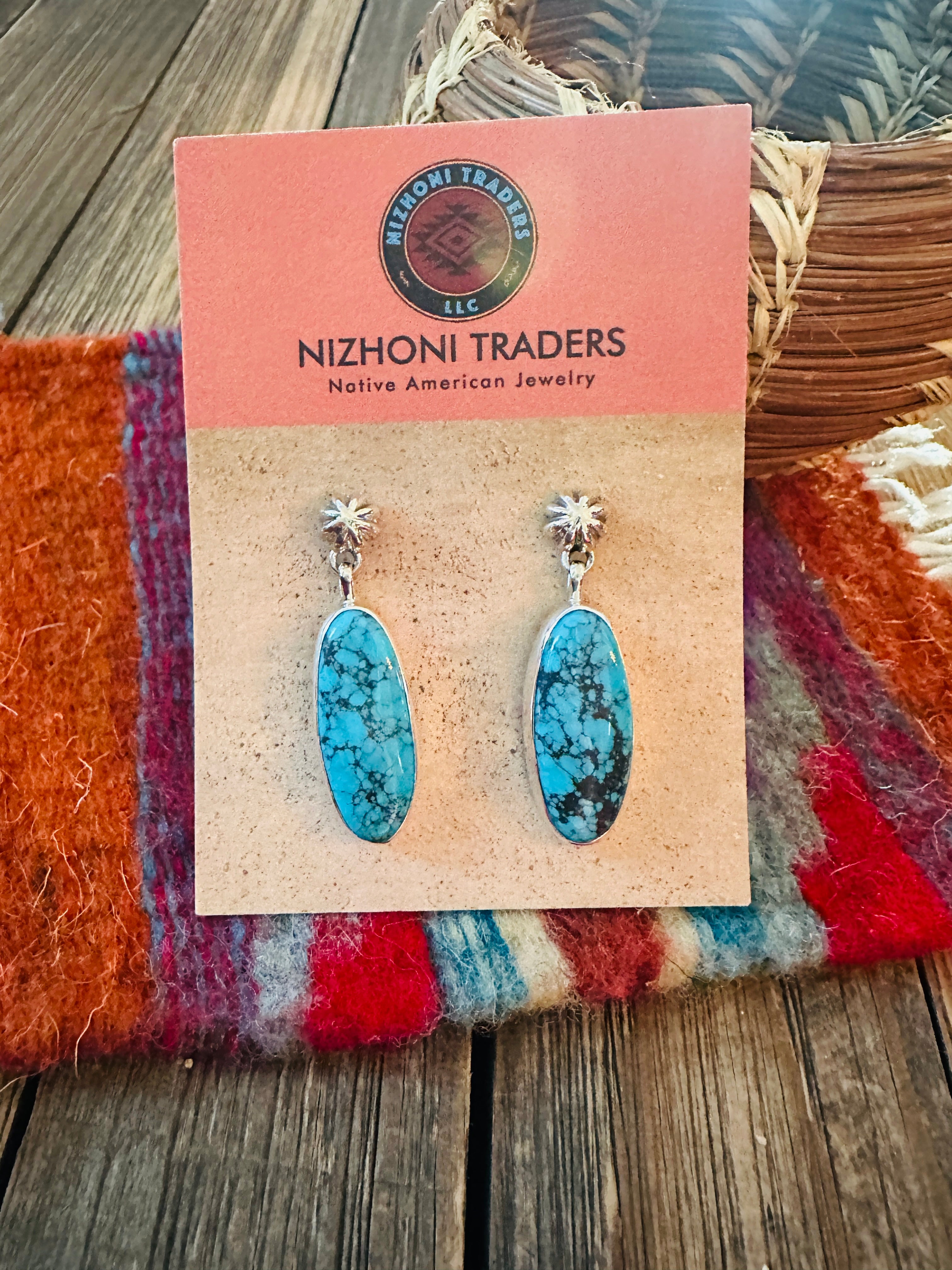 Handcrafted Kingman Turquoise & Sterling Silver Dangle Earrings