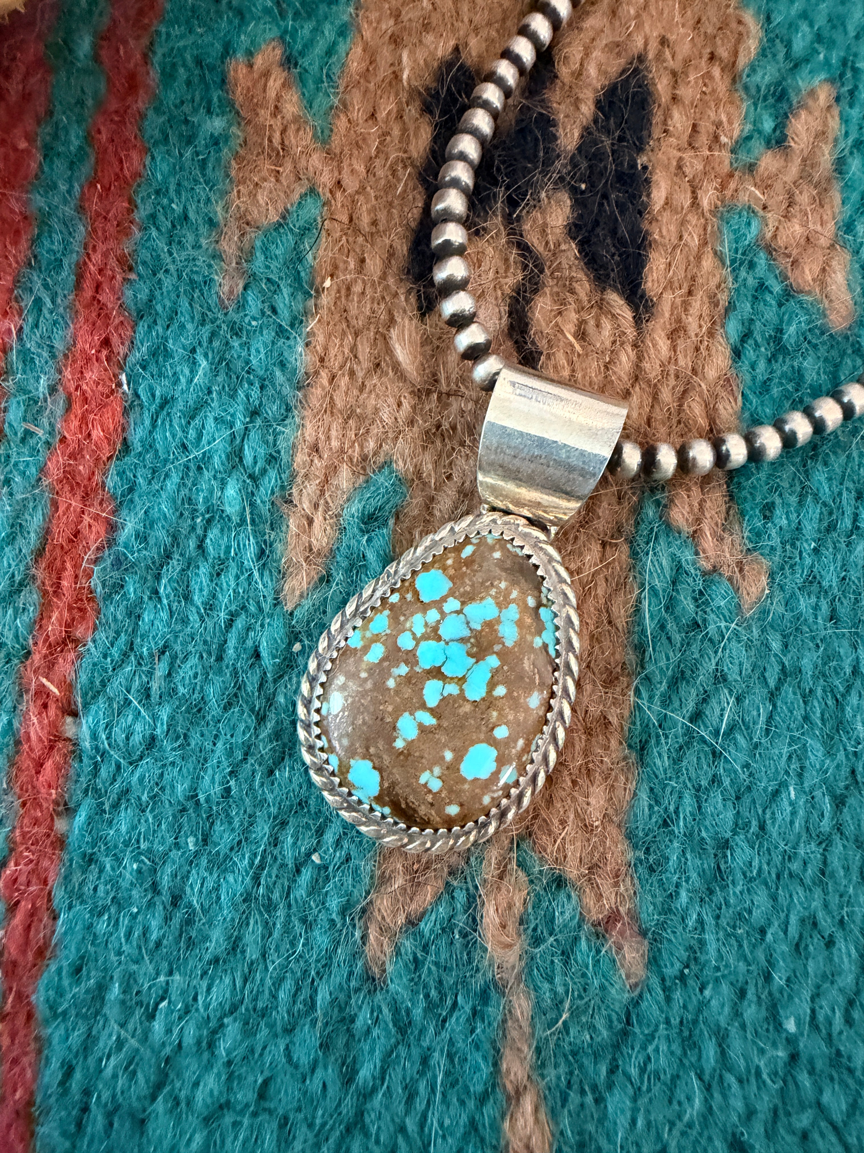 Handmade Sterling Silver & Number 8 Turquoise Pendant