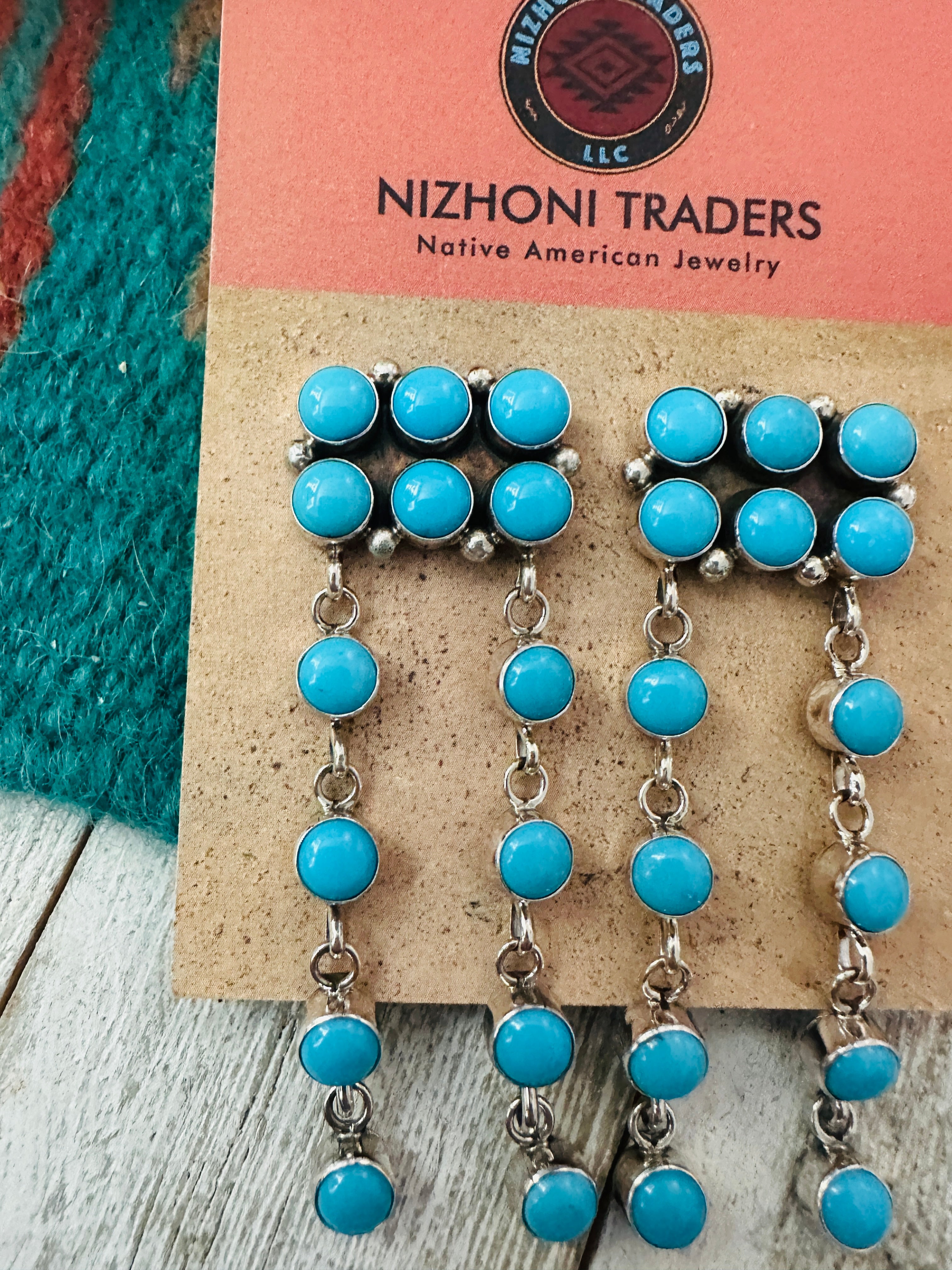 Handcrafted Turquoise & Sterling Silver Dangle Earrings