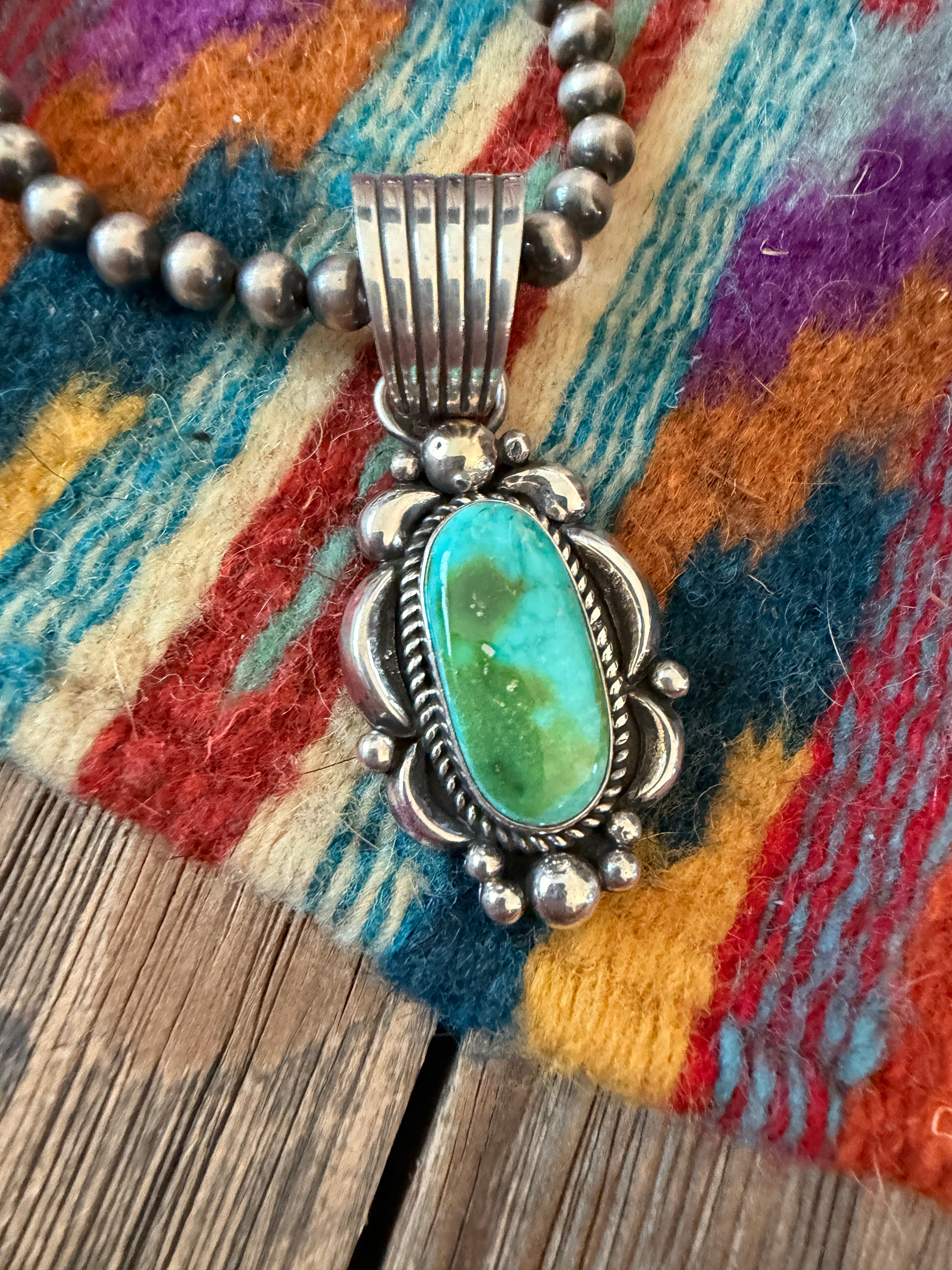 Handcrafted Sterling Silver & Sonoran Mountain Turquoise Pendant by Albert Jake