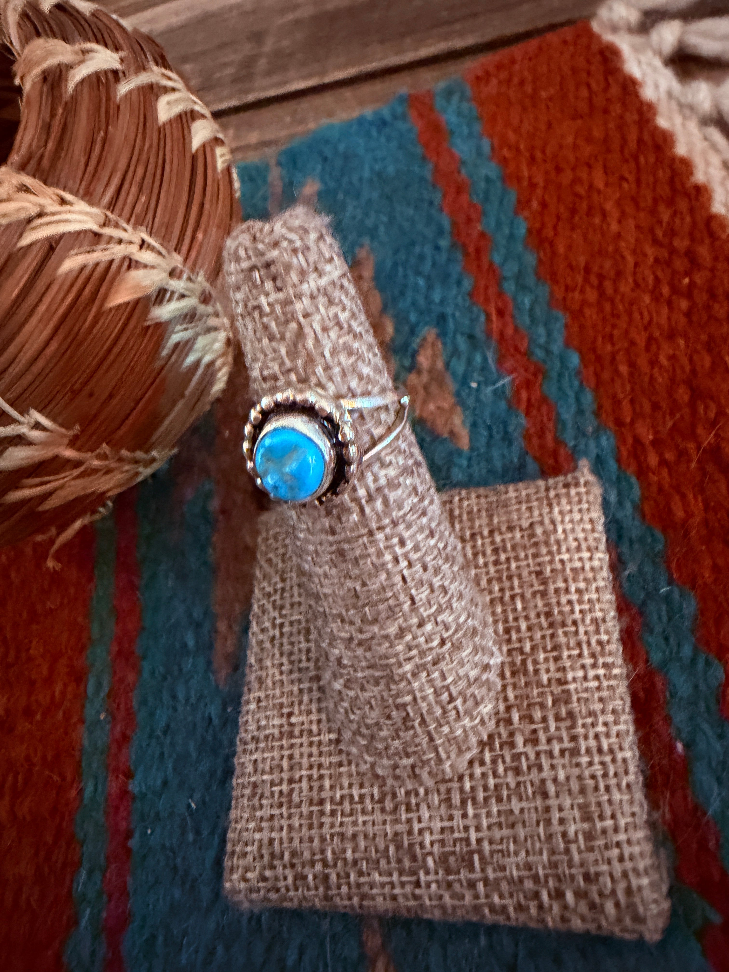 Handcrafted Turquoise & Sterling Silver Ring Size 4.75