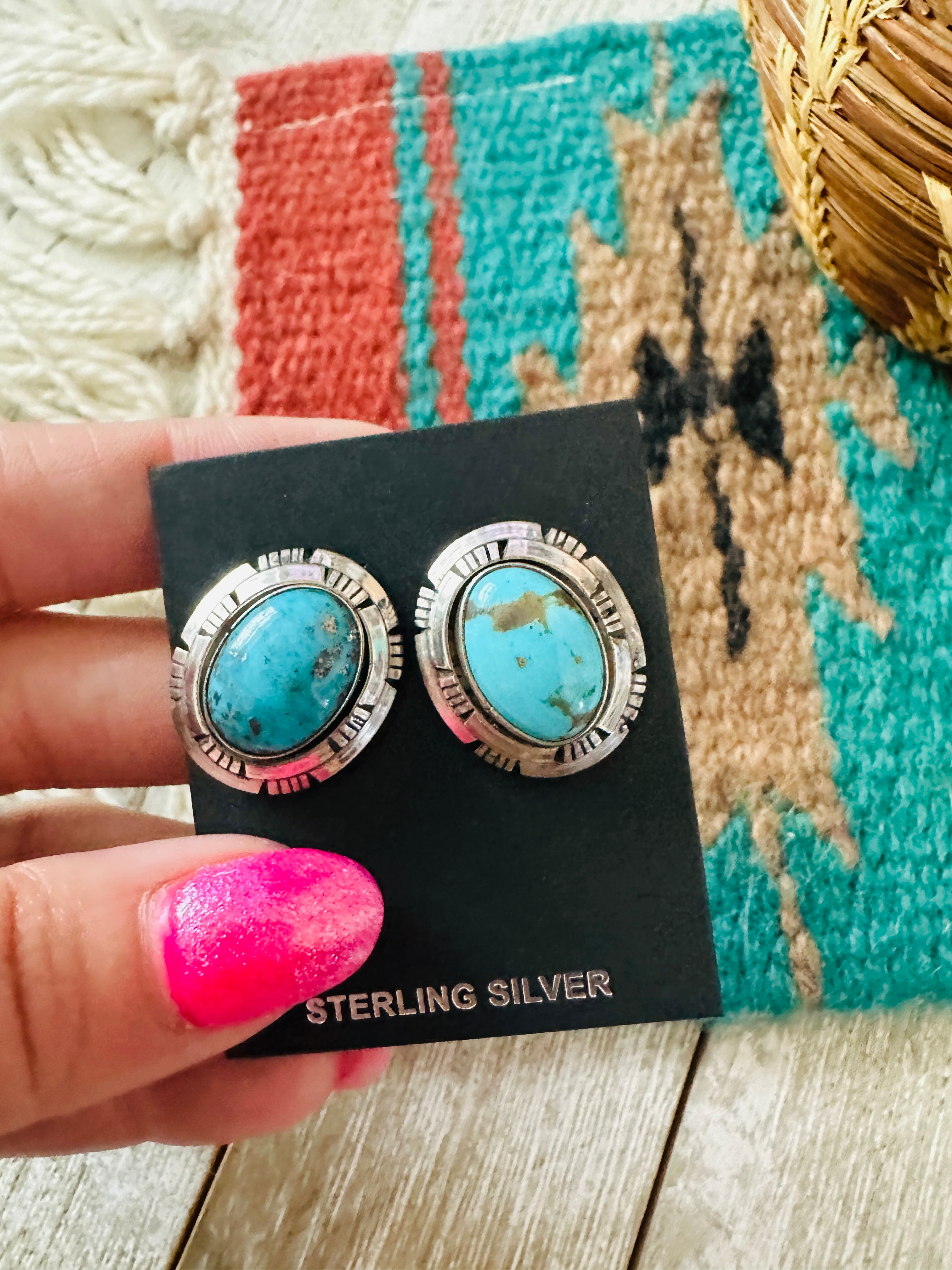 Handcrafted Sterling Silver & Turquoise Post Earrings