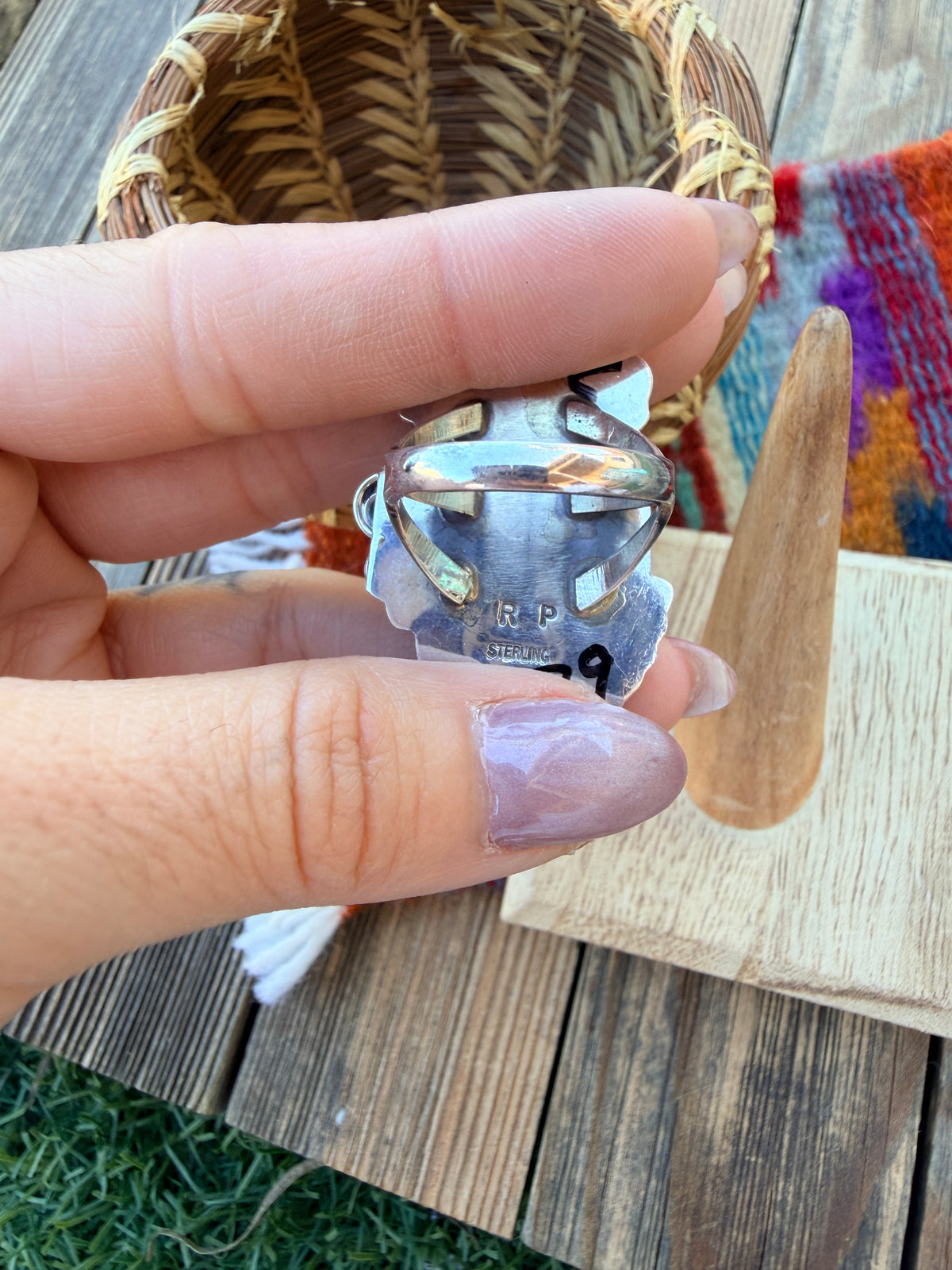 Handcrafted Royston Turquoise & Sterling Silver Ring 9.25 by Rosella Paxson