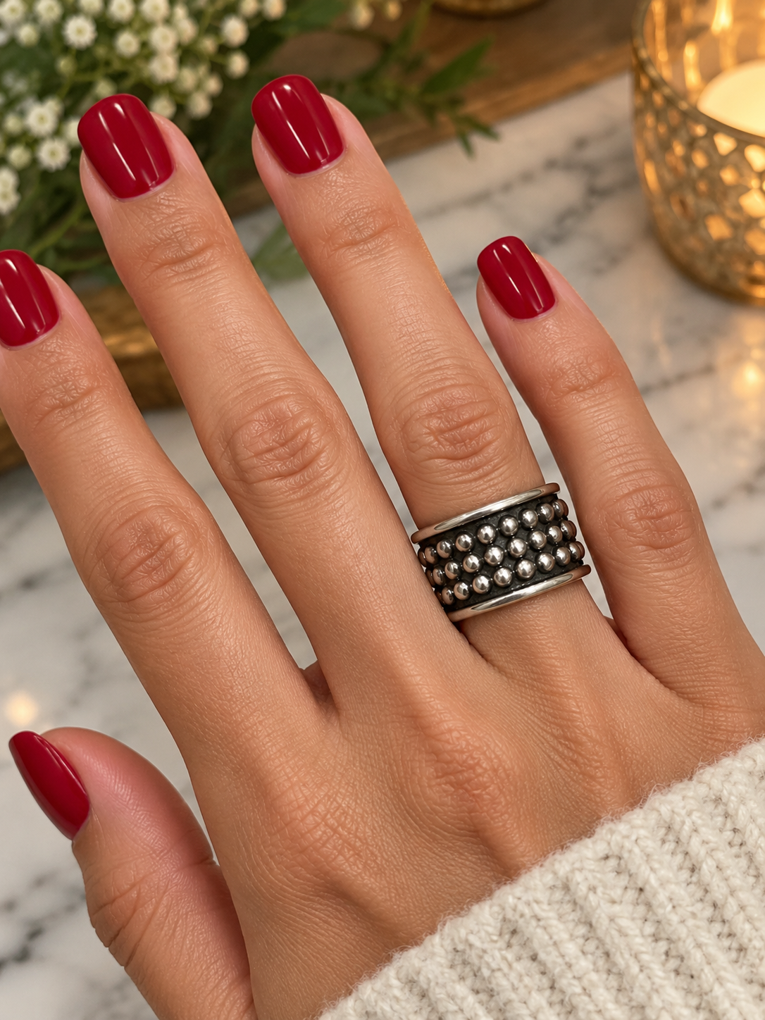 Handmade Sterling Silver Ball Cigar Band Ring