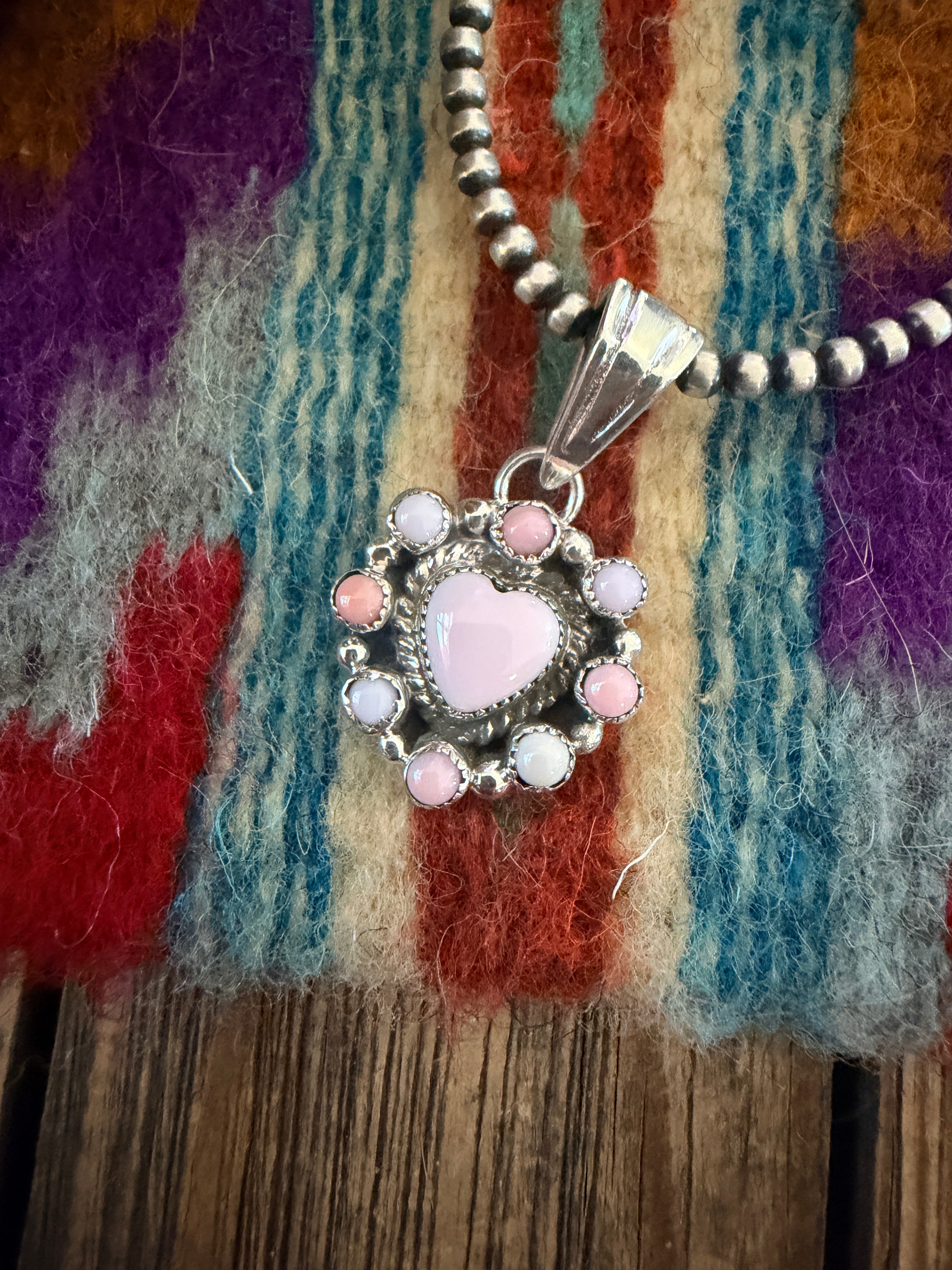 Handcrafted Sterling Silver & Queen Pink Conch Heart Pendant