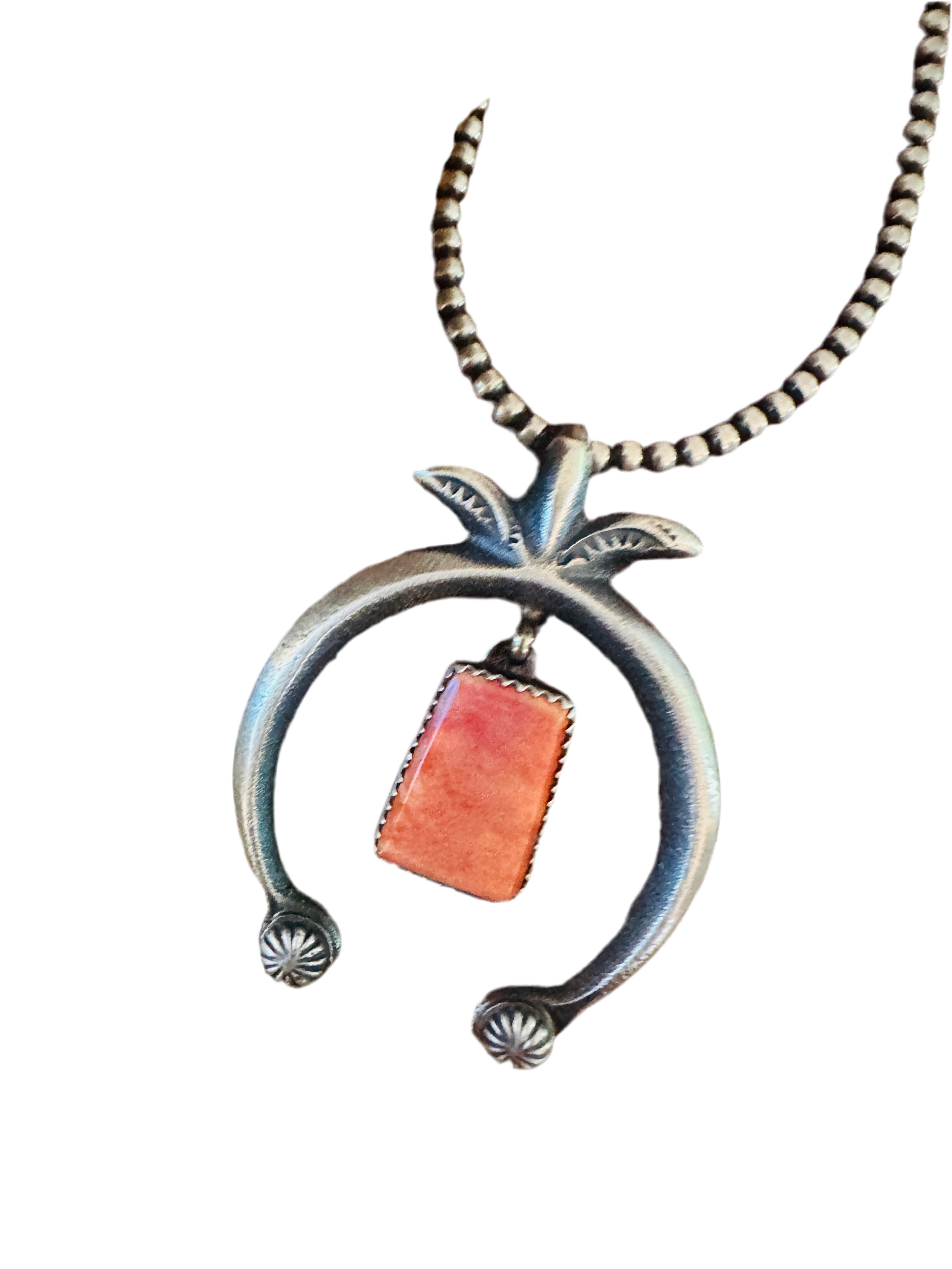 Handcrafted Sterling Silver & Orange Spiny Naja Pendant by Martha Cayatineto