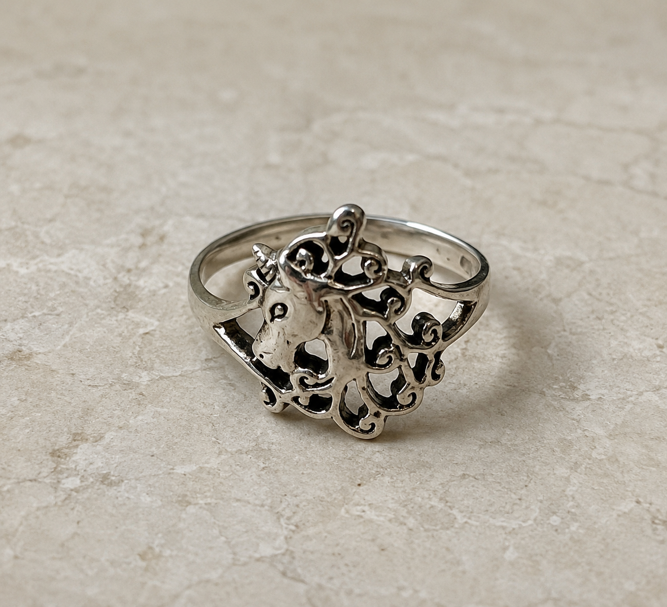 Sterling Silver Unicorn Horse Ring