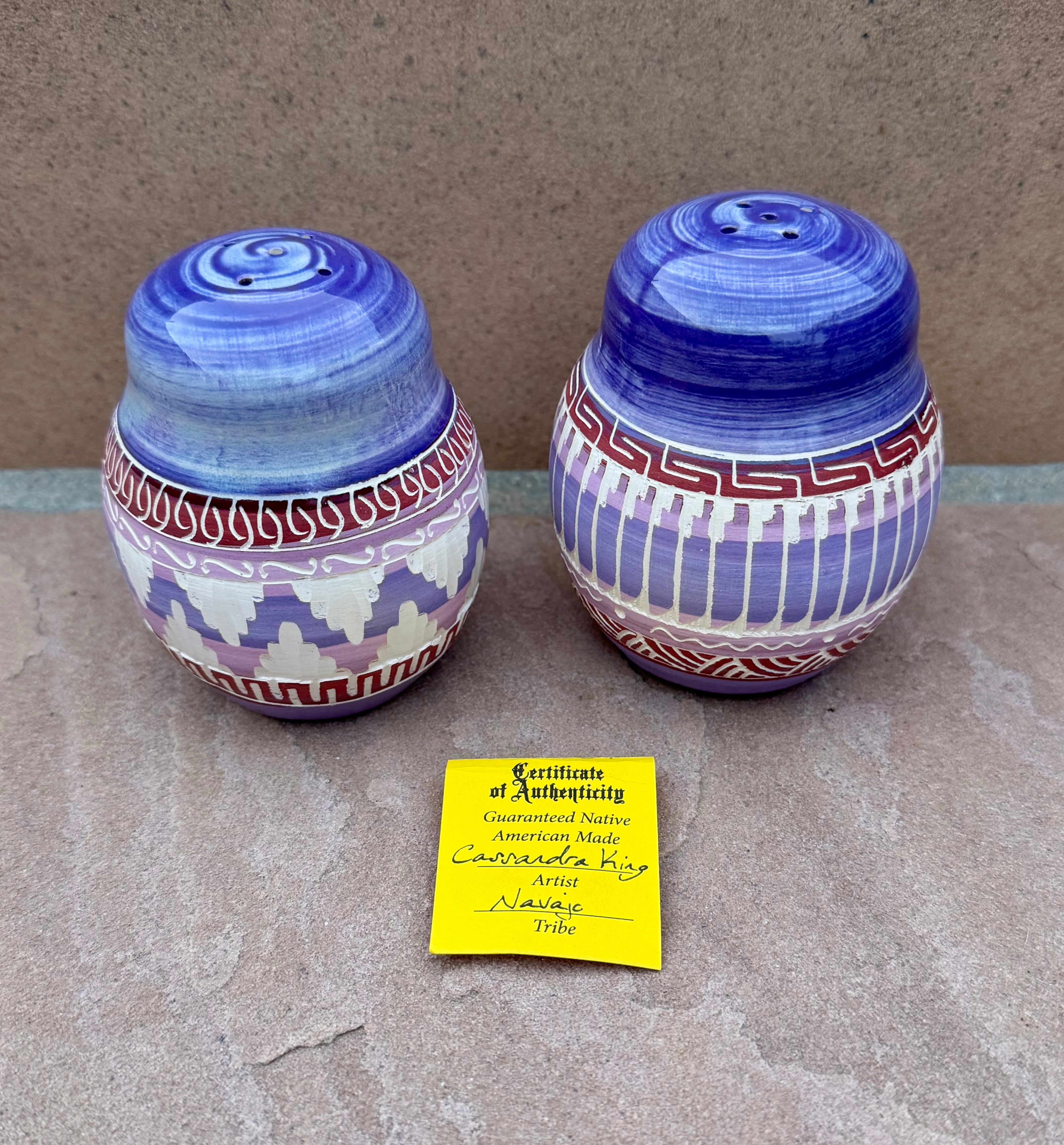 Handcrafted Purple Salt & Pepper Shakers “Cassandra King”