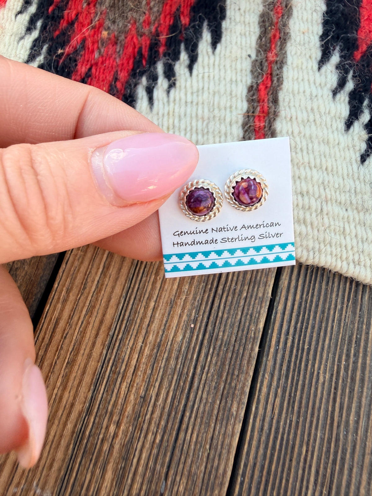 Handcrafted Purple Mojave & Sterling Silver Stud Earrings