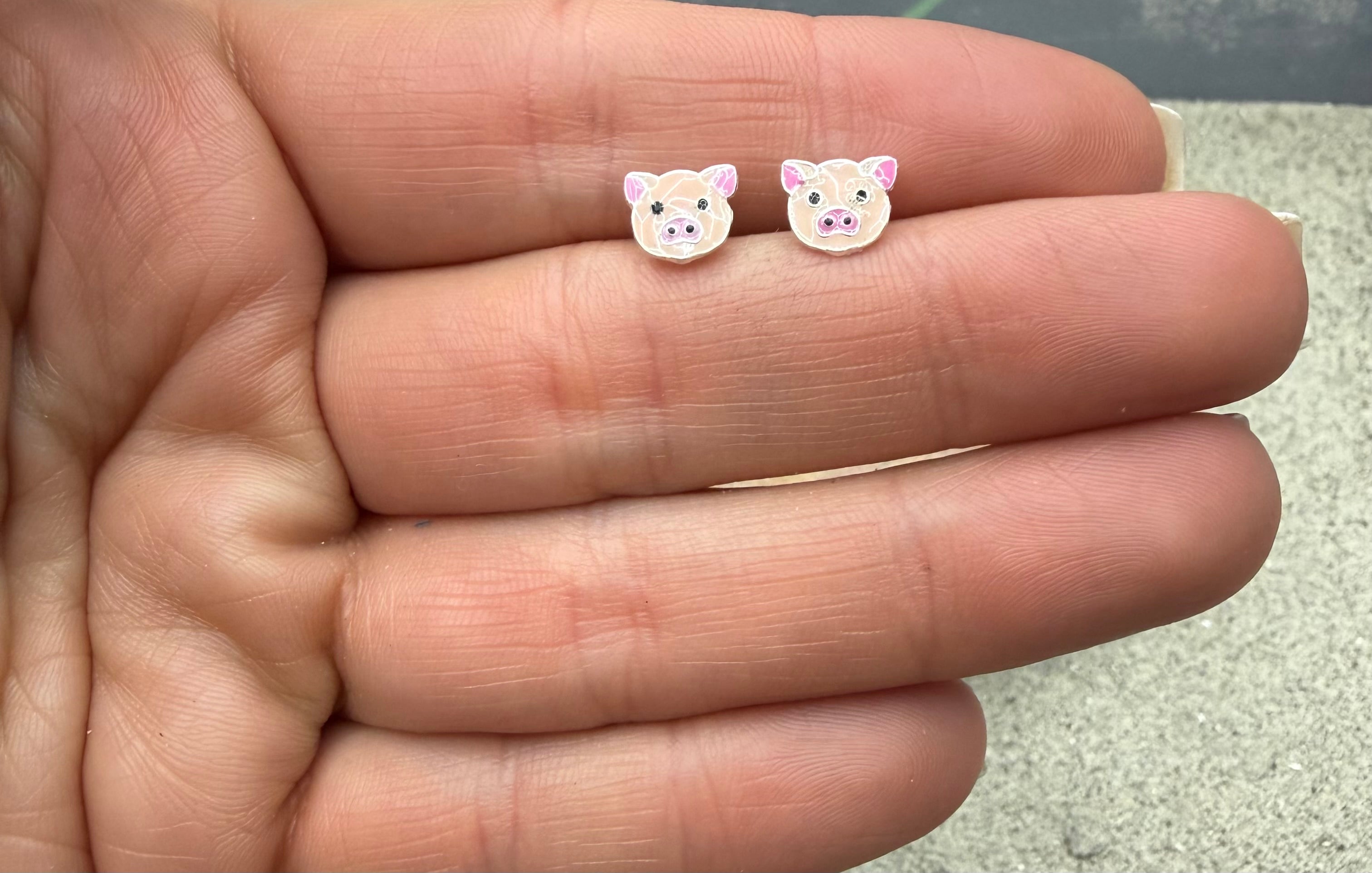 Pig Sterling Silver Stud Earrings