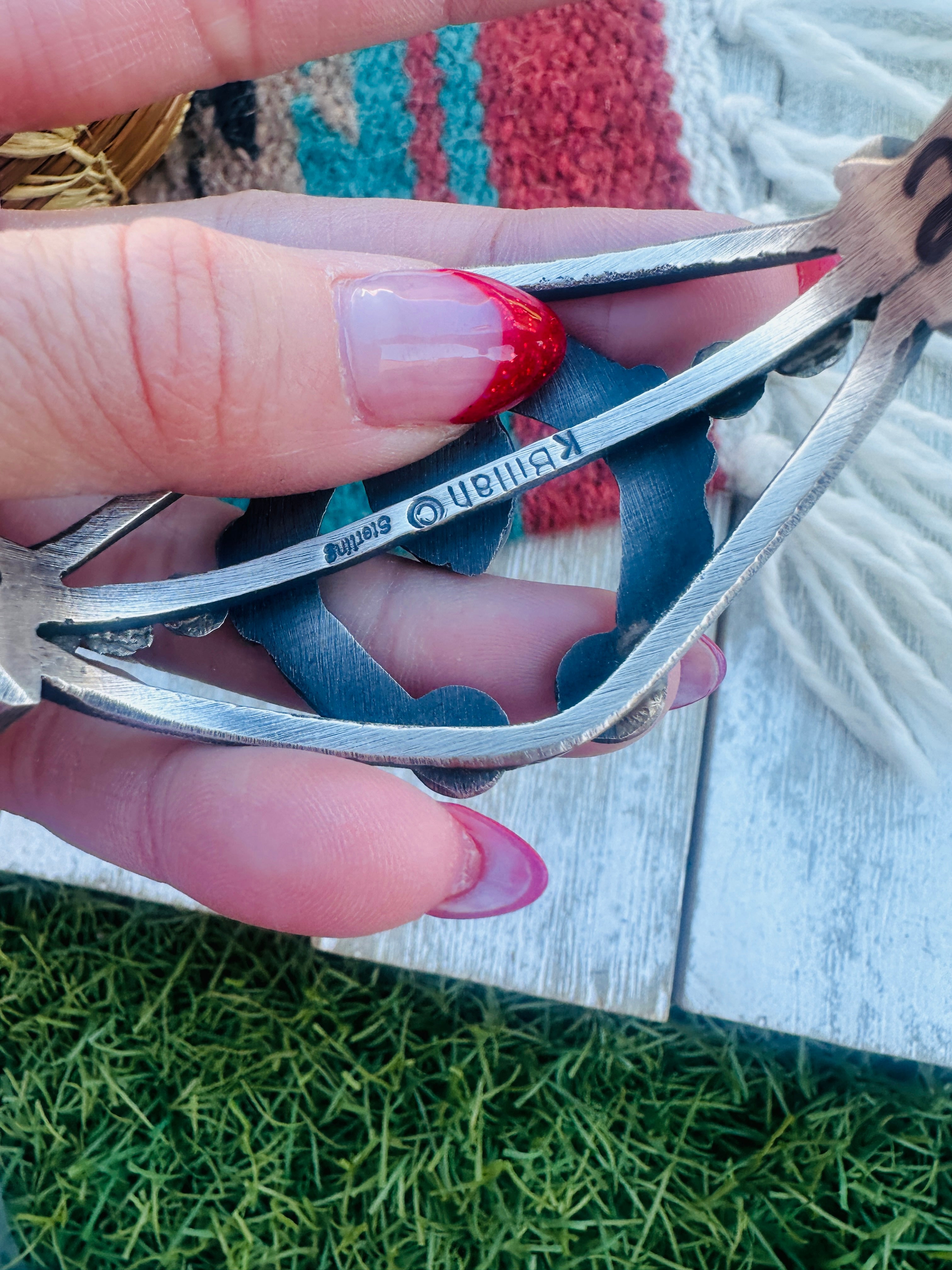 Handcrafted Sonoran Gold Turquoise & Sterling Silver Naja Cuff Bracelet by Kevin Billah