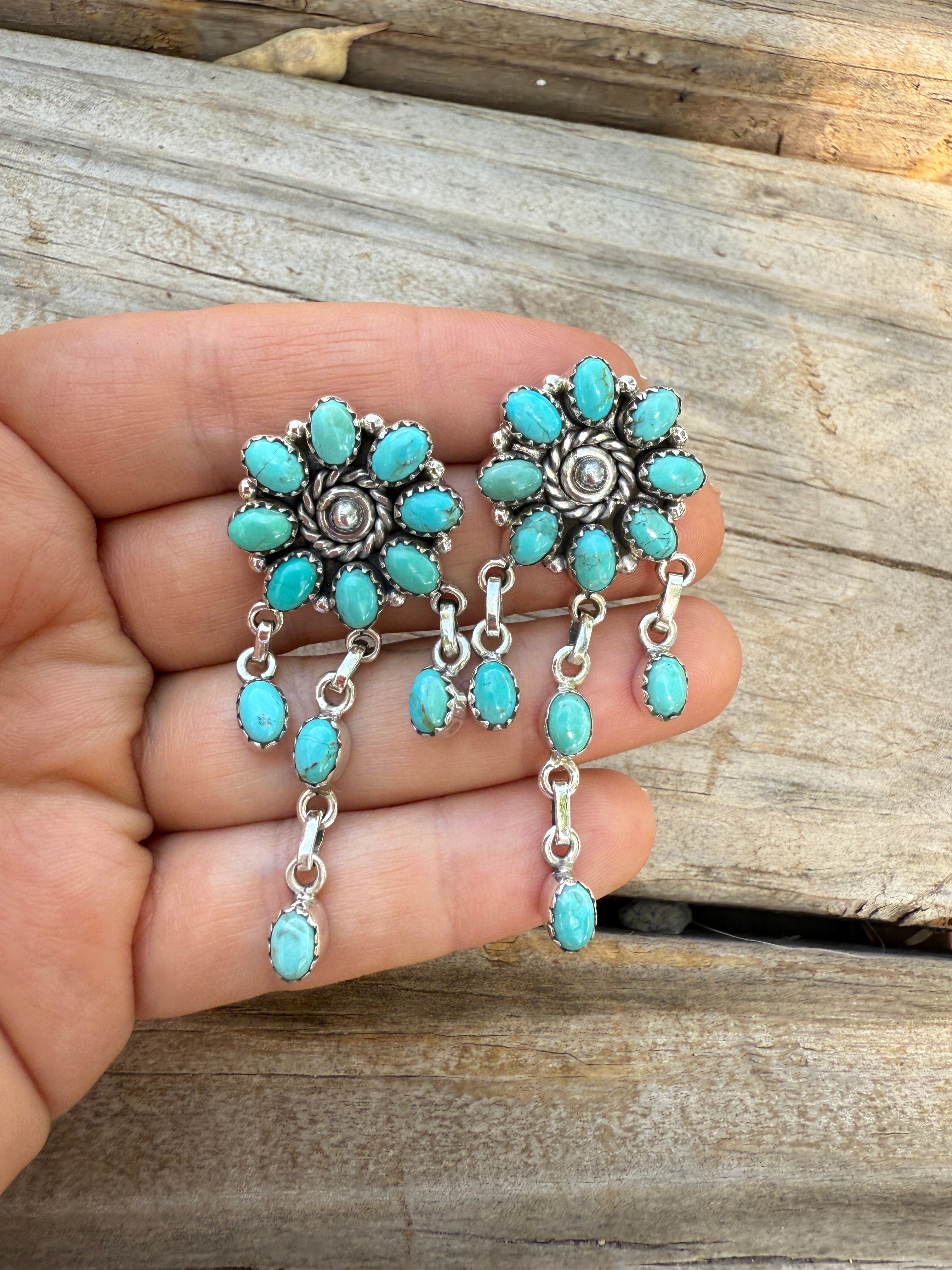 Handmade Sterling Silver Turquoise Dangle Earrings