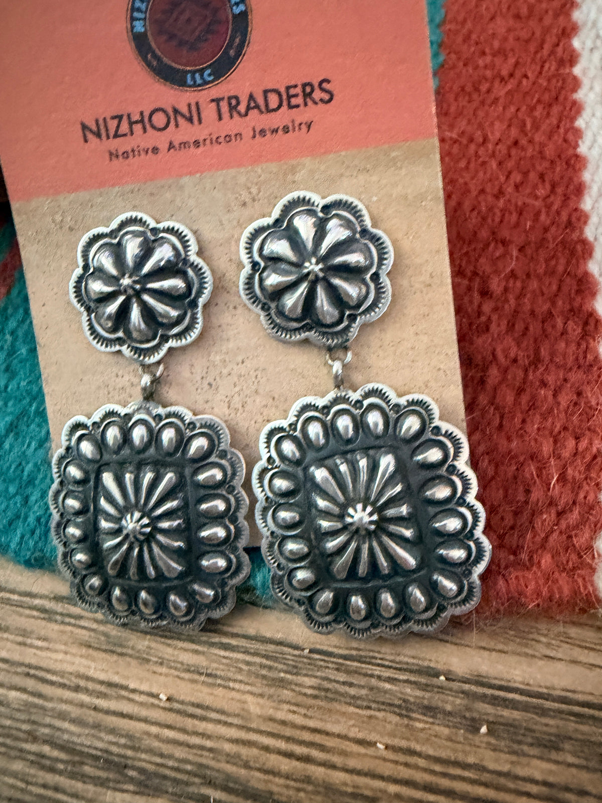 Handcrafted Sterling Silver Concho Dangle Earrings