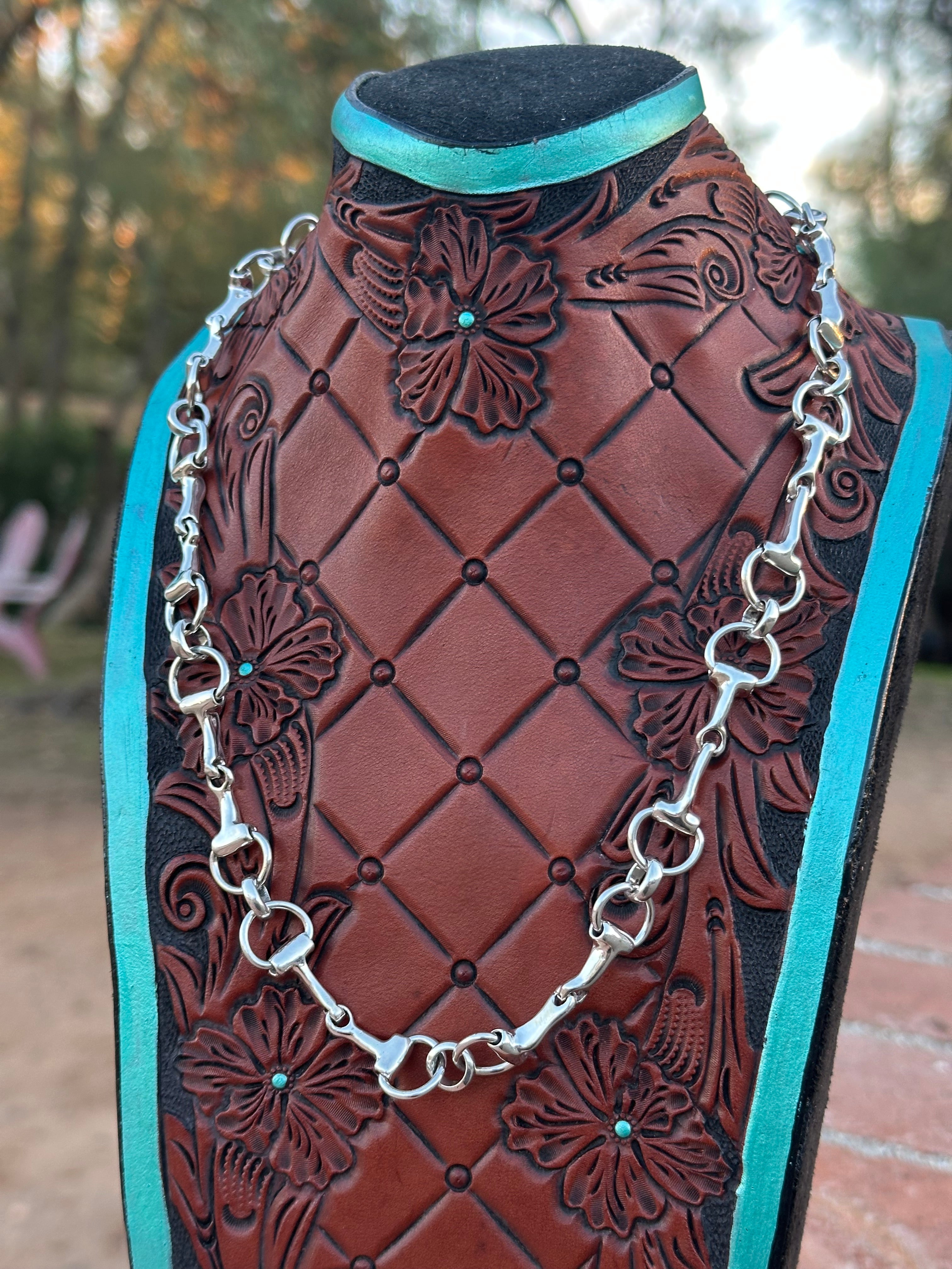 Sterling Silver Snaffle Bit Chain Necklace 20”