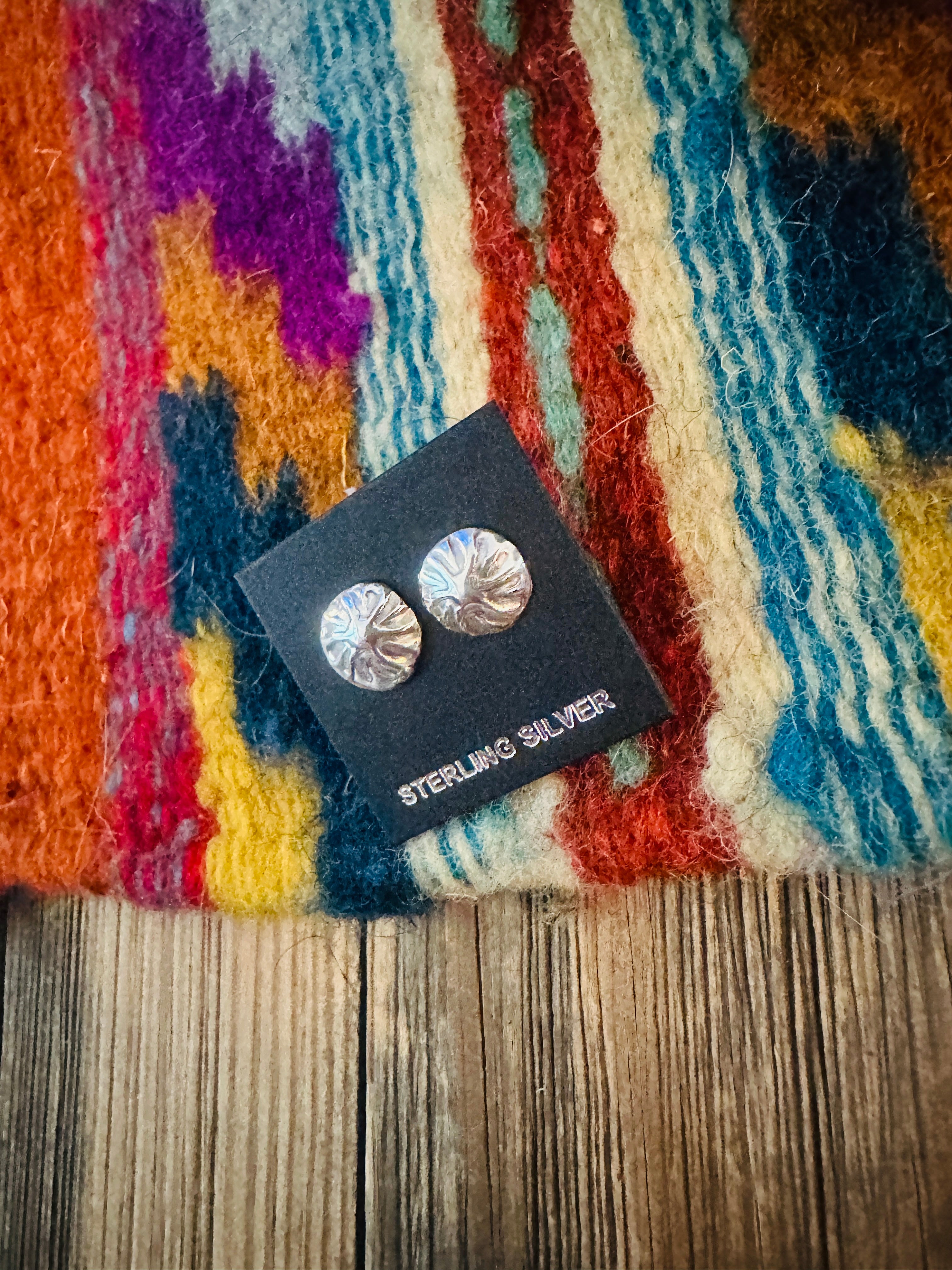 Handcrafted Sterling Silver Concho Stud Earrings