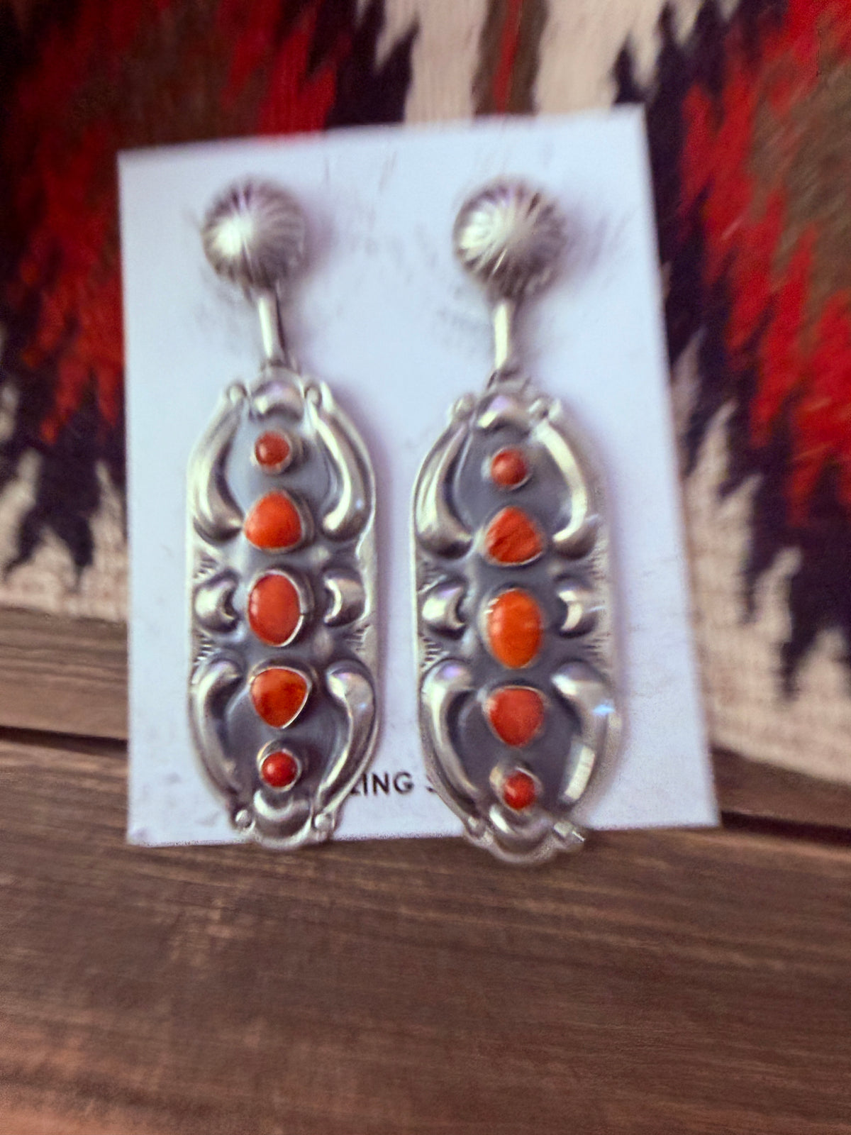 Handcrafted Spiny Oyster & Sterling Silver Dangle Earrings by Jeff James Jr