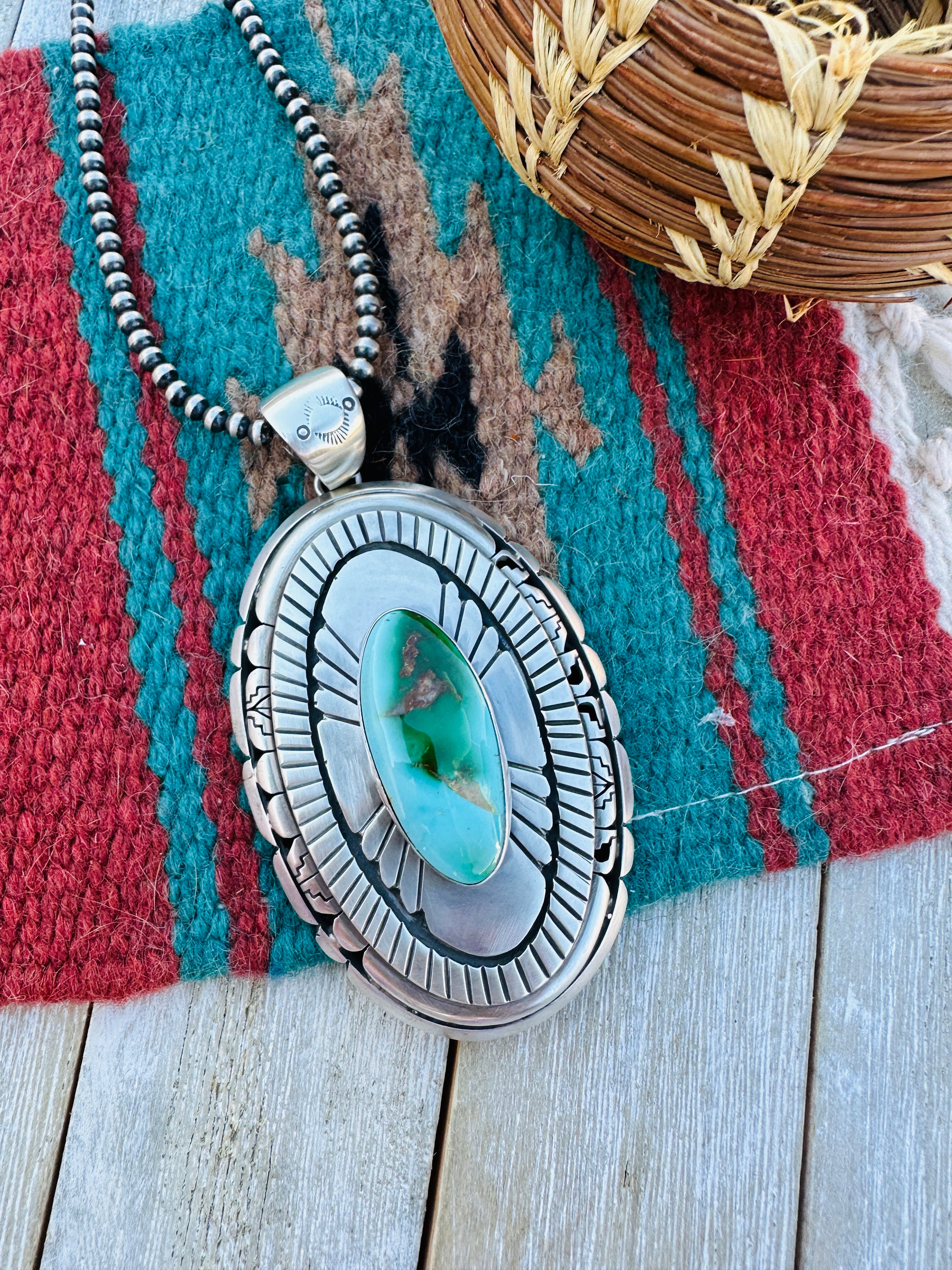 Handcrafted Sterling Silver and Sonoran Mountain Turquoise Pendant