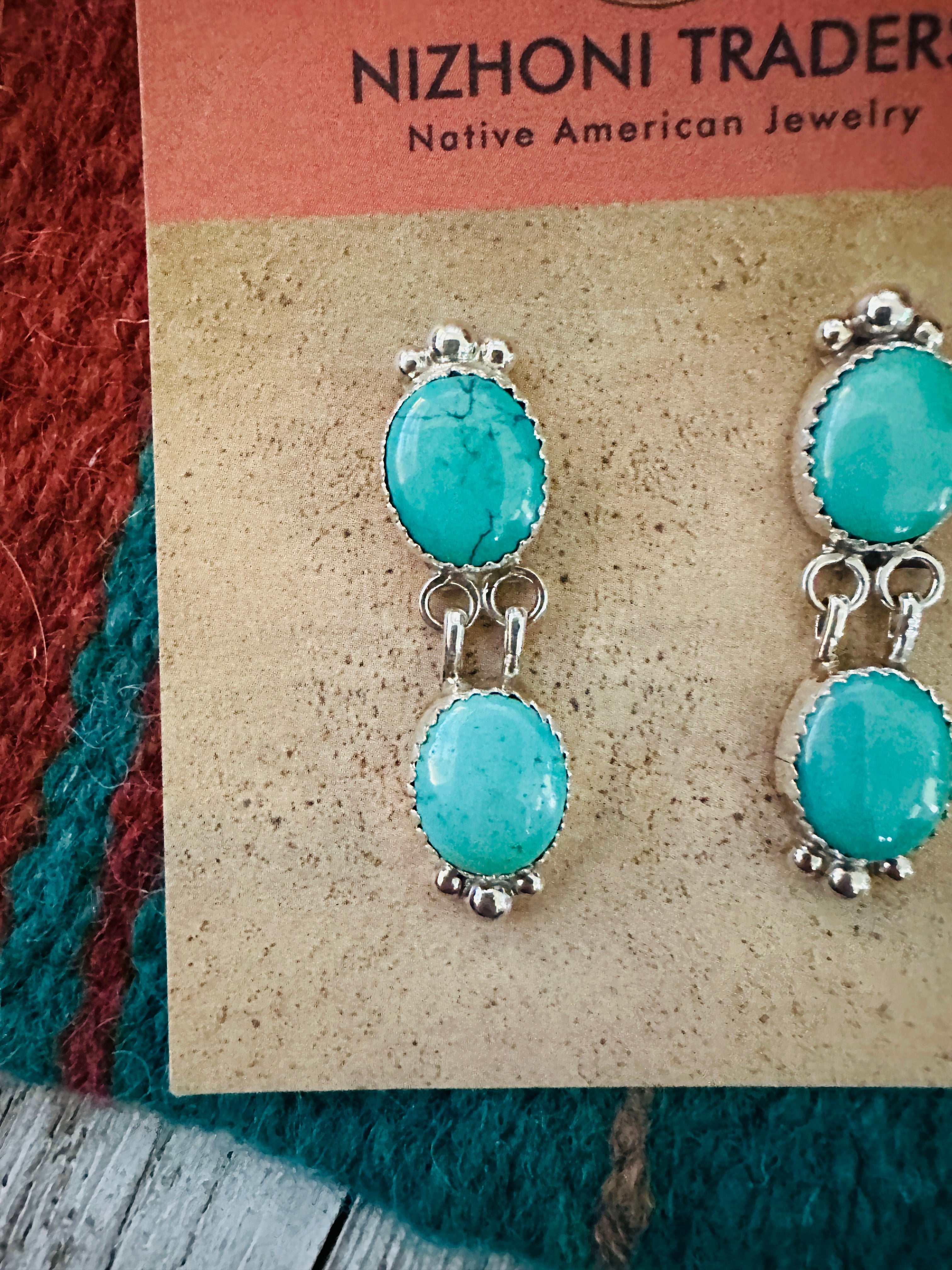Navajo Turquoise & Sterling Silver Dangle Earrings