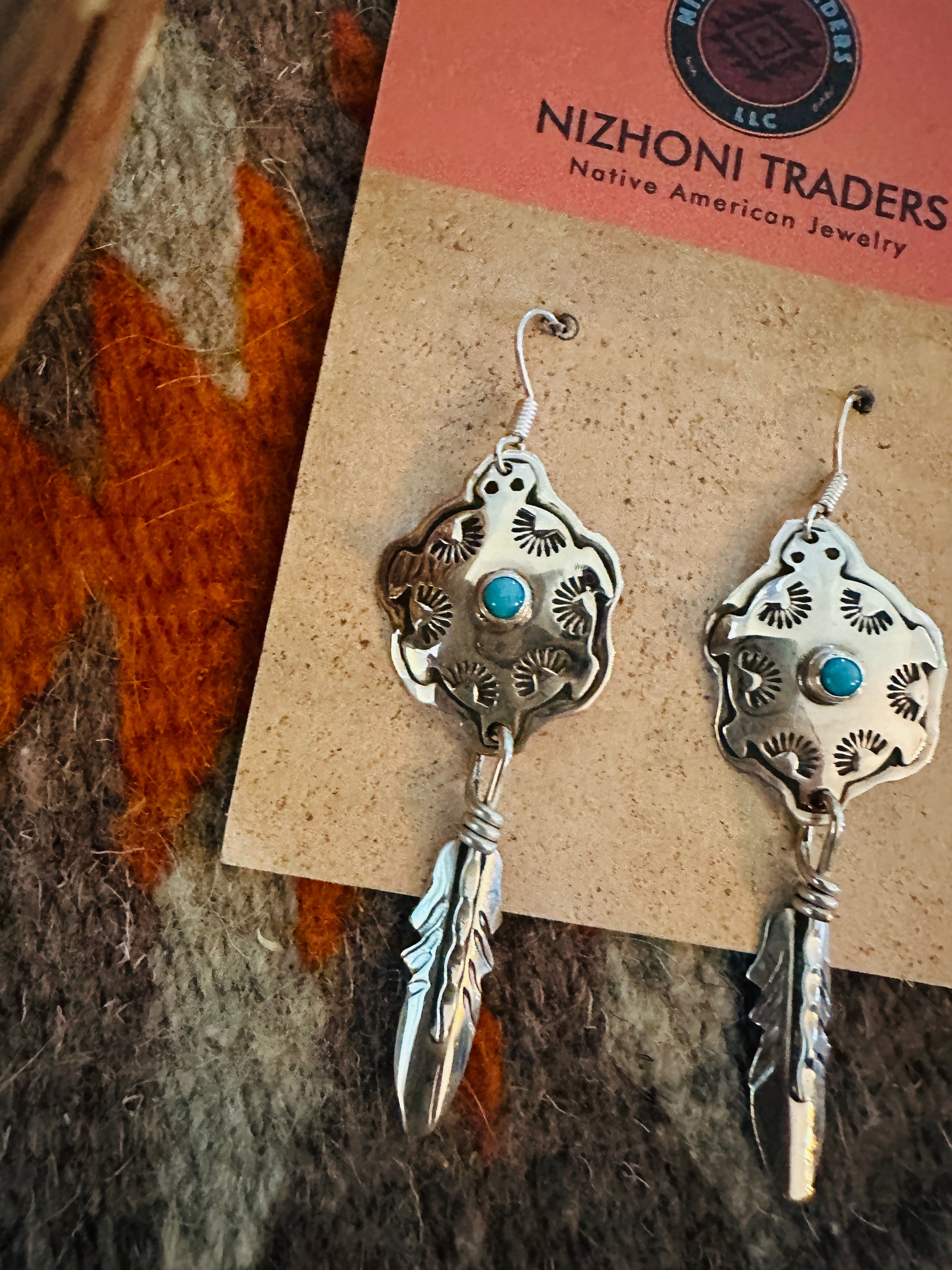 Handcrafted Sterling Silver & Turquoise Turtle Dangle Earrings