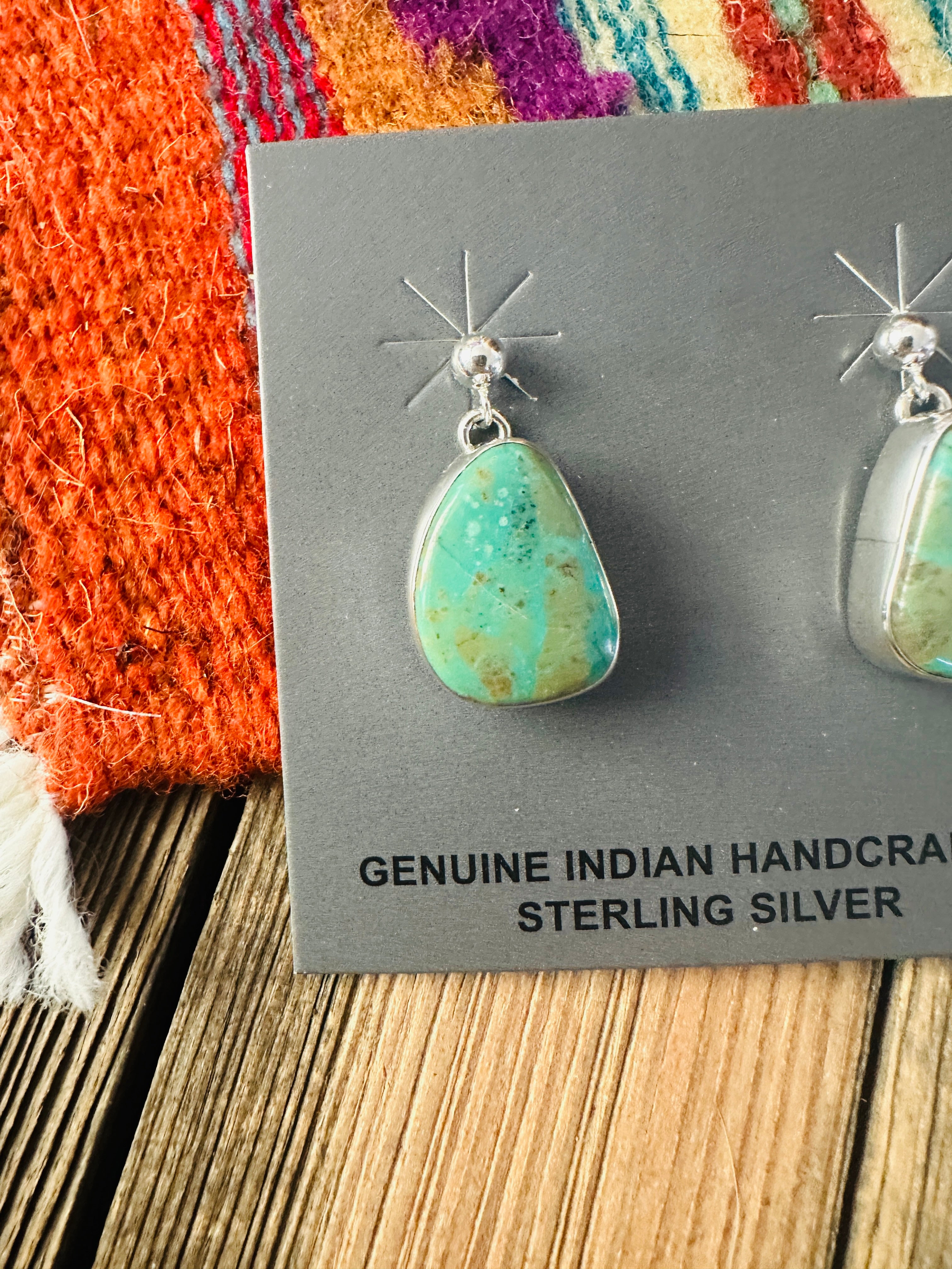 Handcrafted Turquoise & Sterling Silver Dangle Earrings