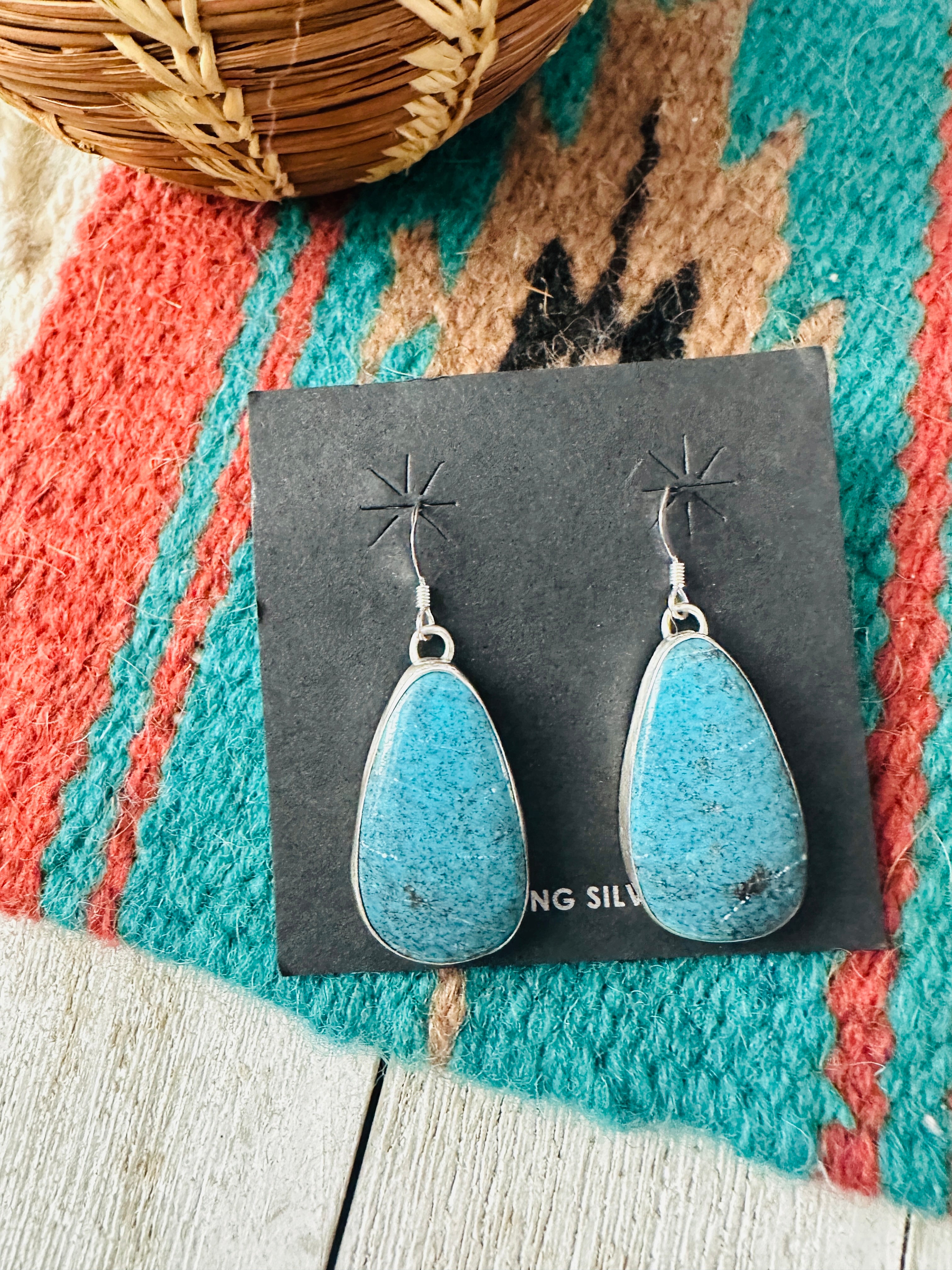 Navajo Turquoise & Sterling Silver Dangle Earrings