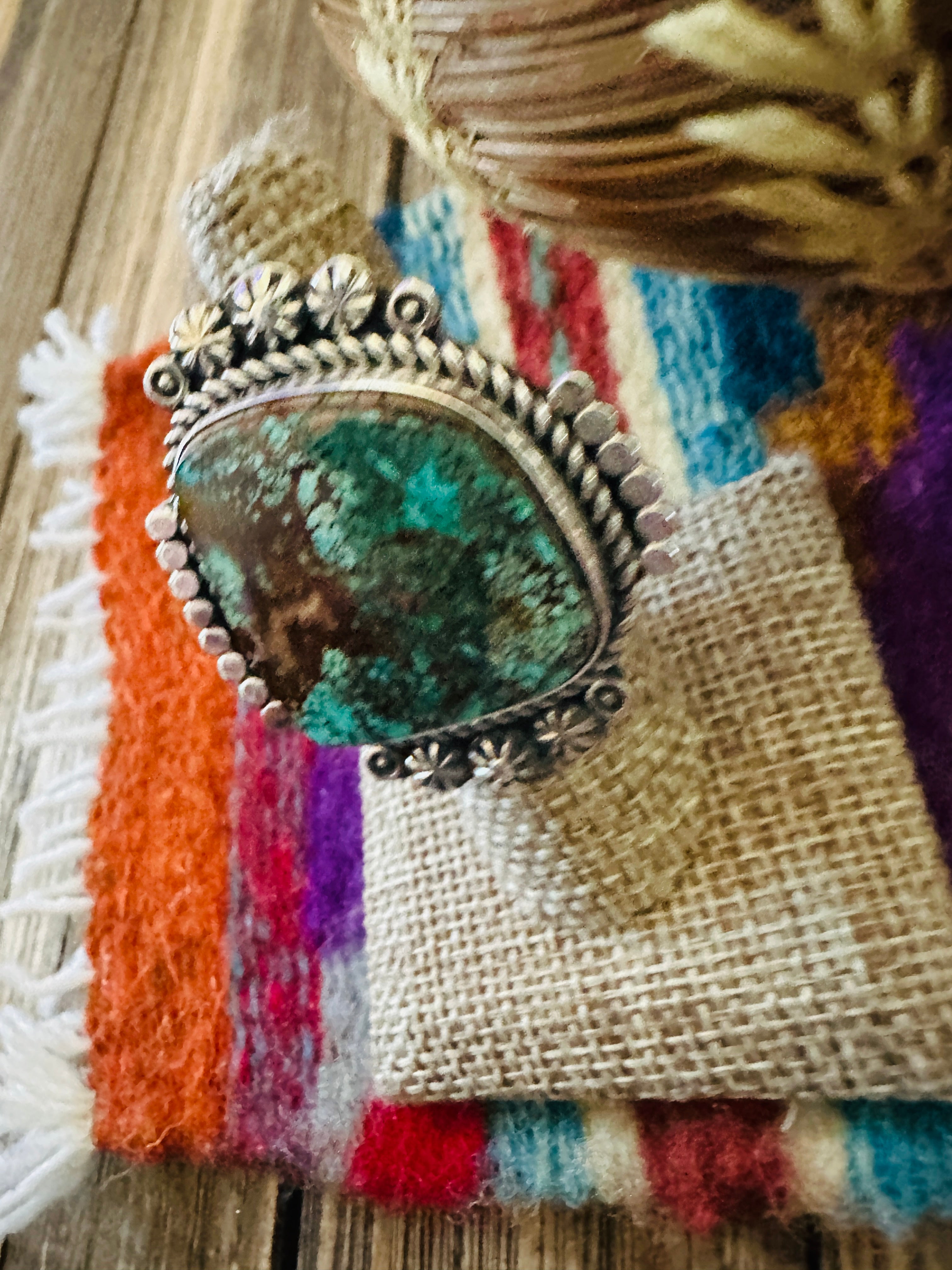 Handcrafted Turquoise & Sterling Silver Ring 7 by Rosella Paxson