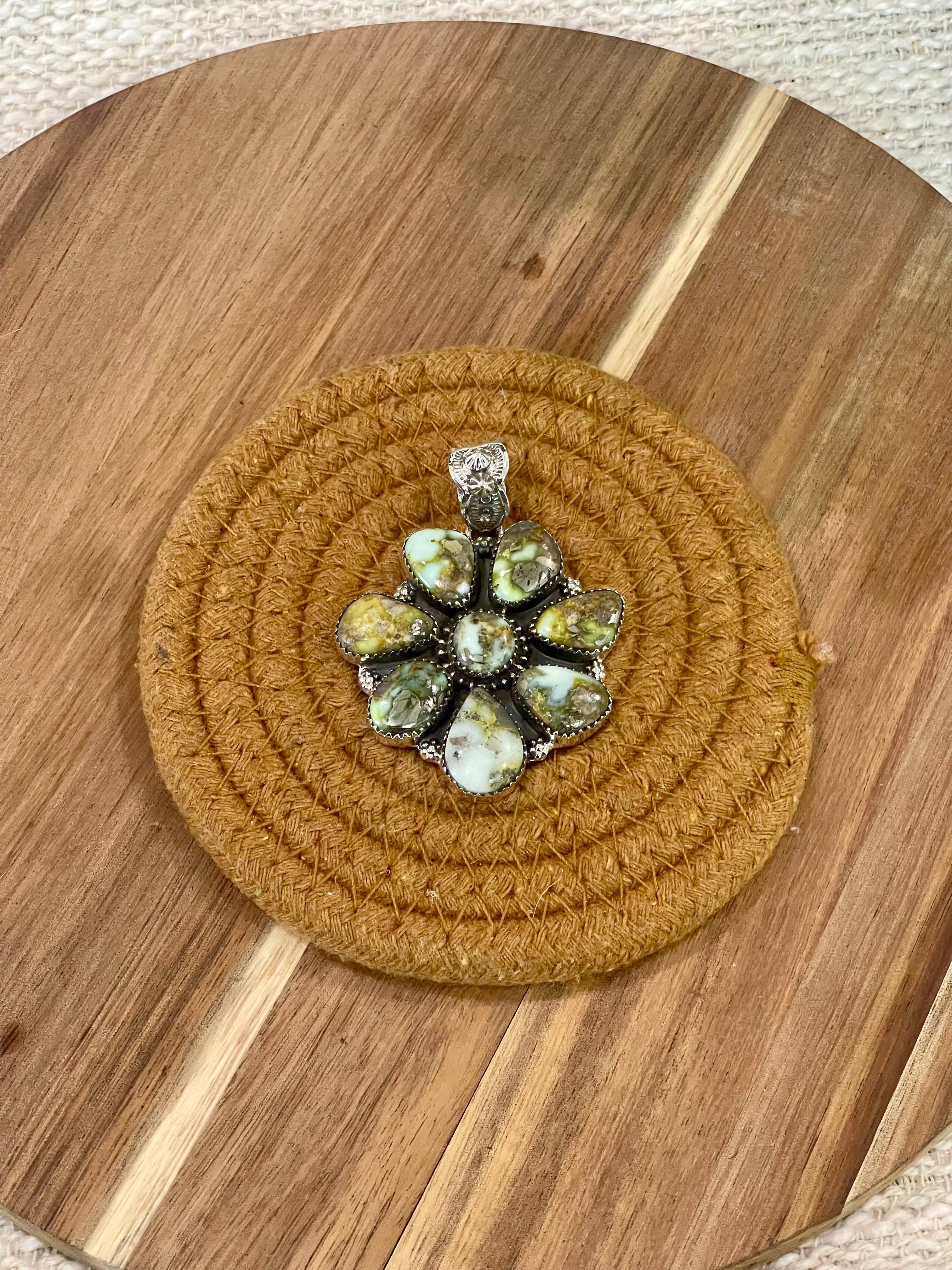 Handcrafted Sterling Silver & Palomino Cluster Pendant