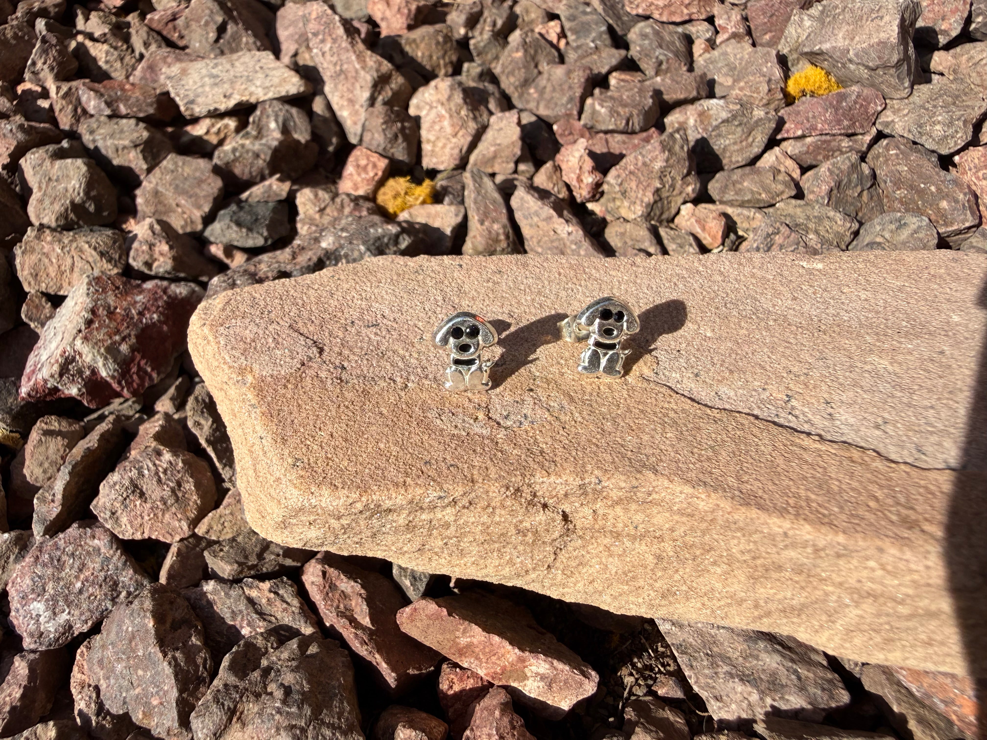 Dog Sterling Silver Stud Earrings