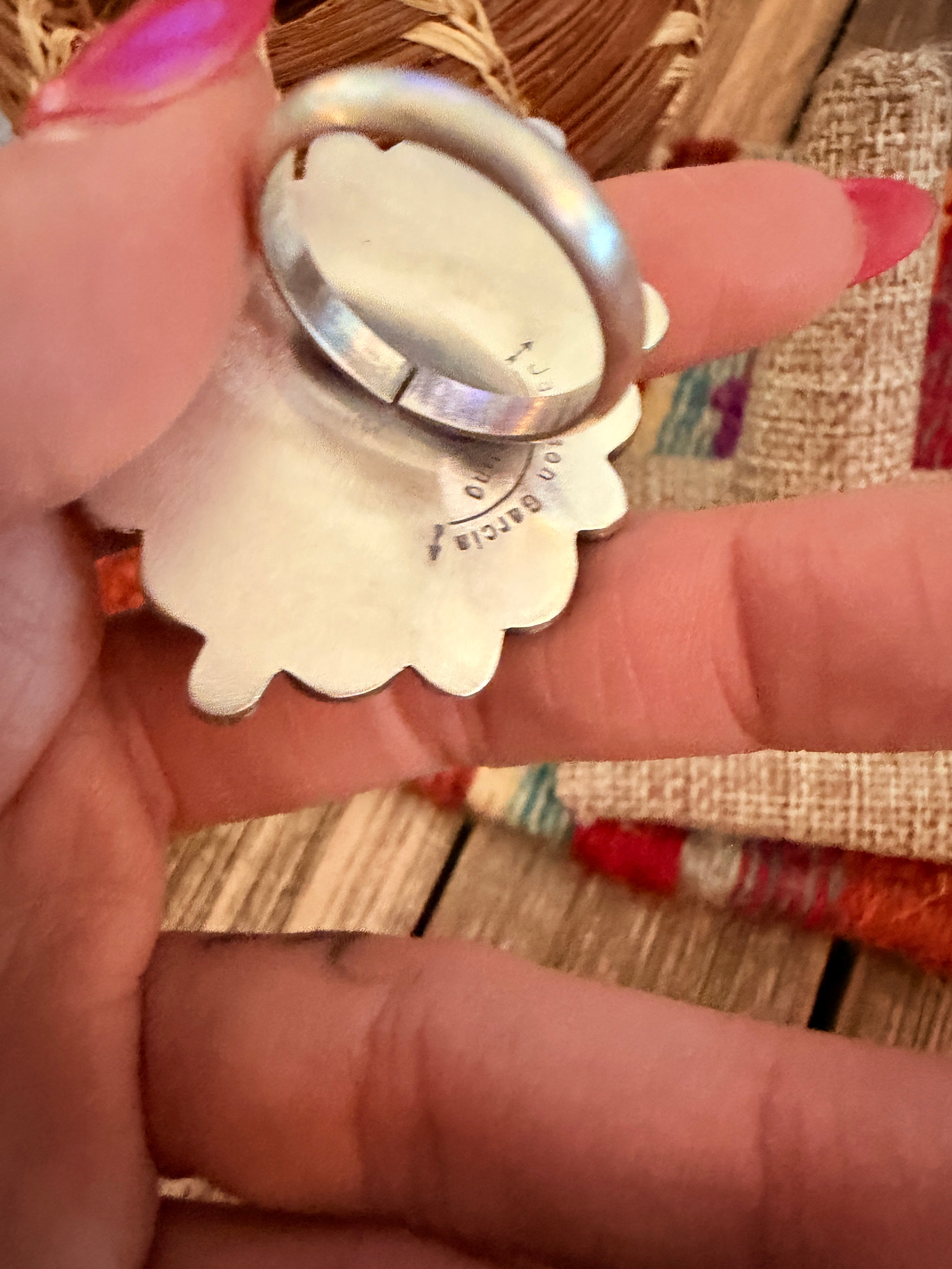 Handcrafted Dry Creek Turquoise & Sterling Silver Ring Size 8.75 by Jameson Garcia