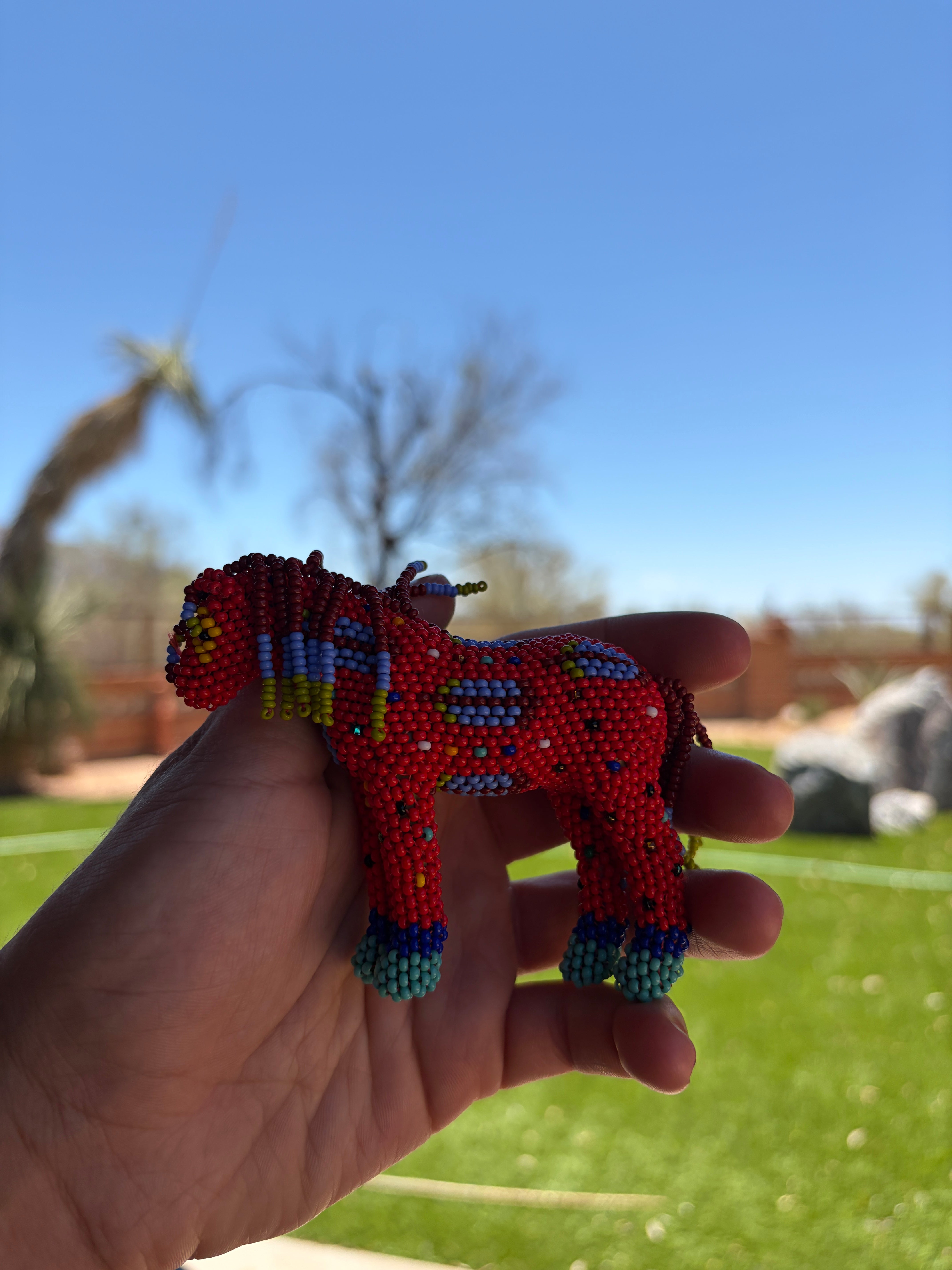 Handmade Peyote Stitched Horse Figurine-Red 9