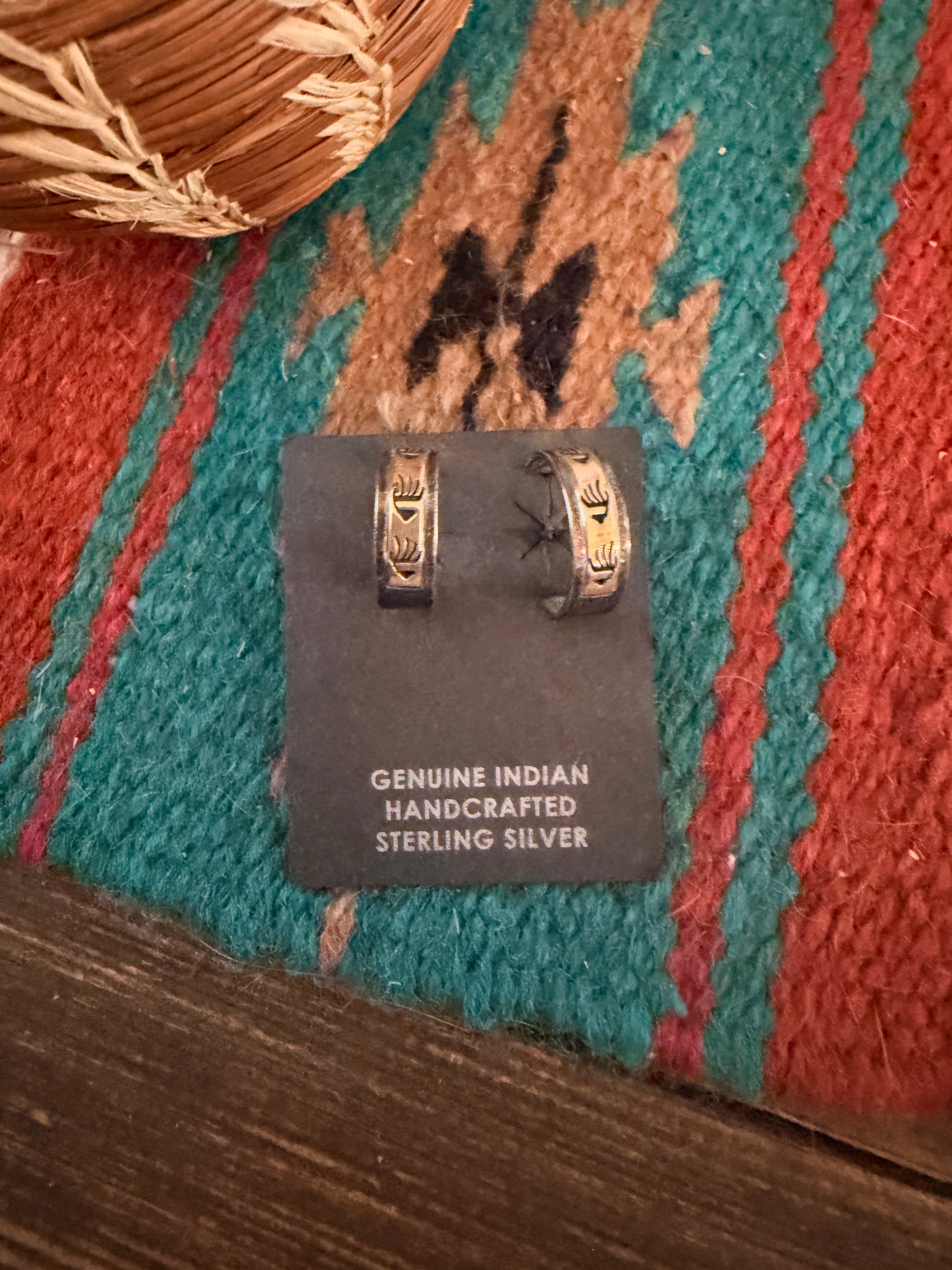 Handcrafted Old Pawn Sterling Silver with 14K Gold Overlay Hoop Earrings