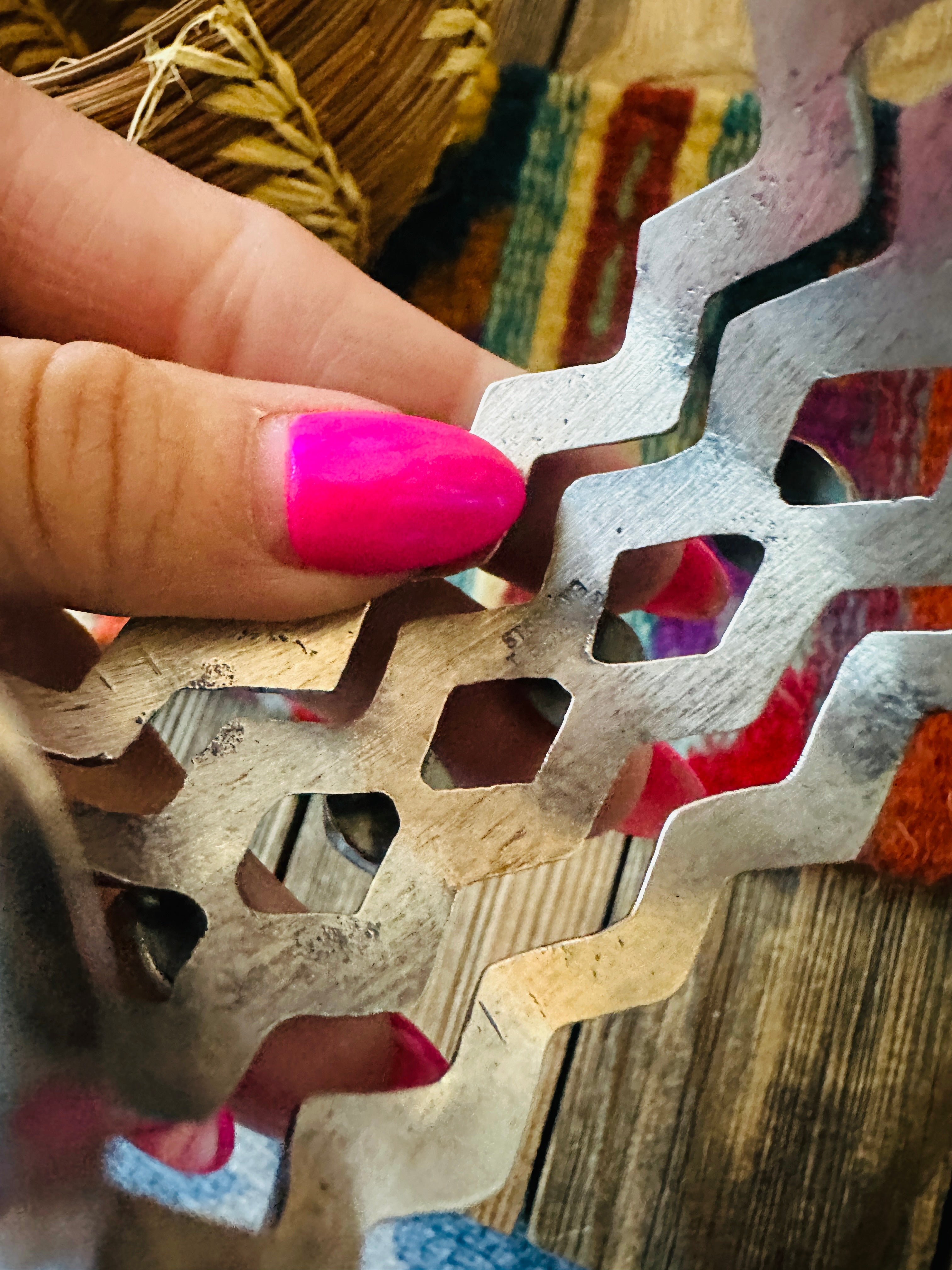 Handcrafted Turquoise & Sterling Silver Zigzag Cuff Bracelet