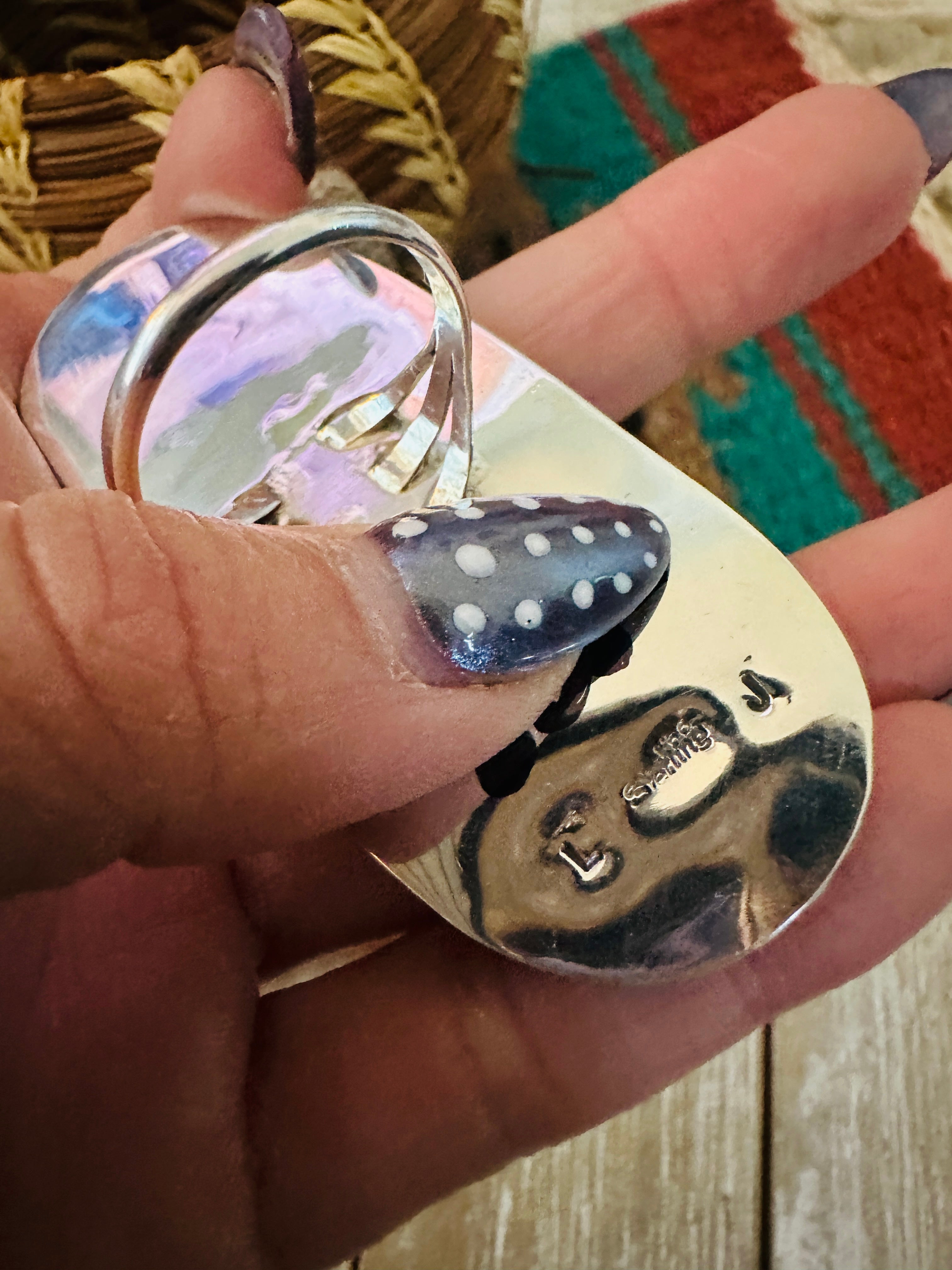 Handcrafted Wild Horse, Rhodochrosite & Sterling Silver Ring Size 10