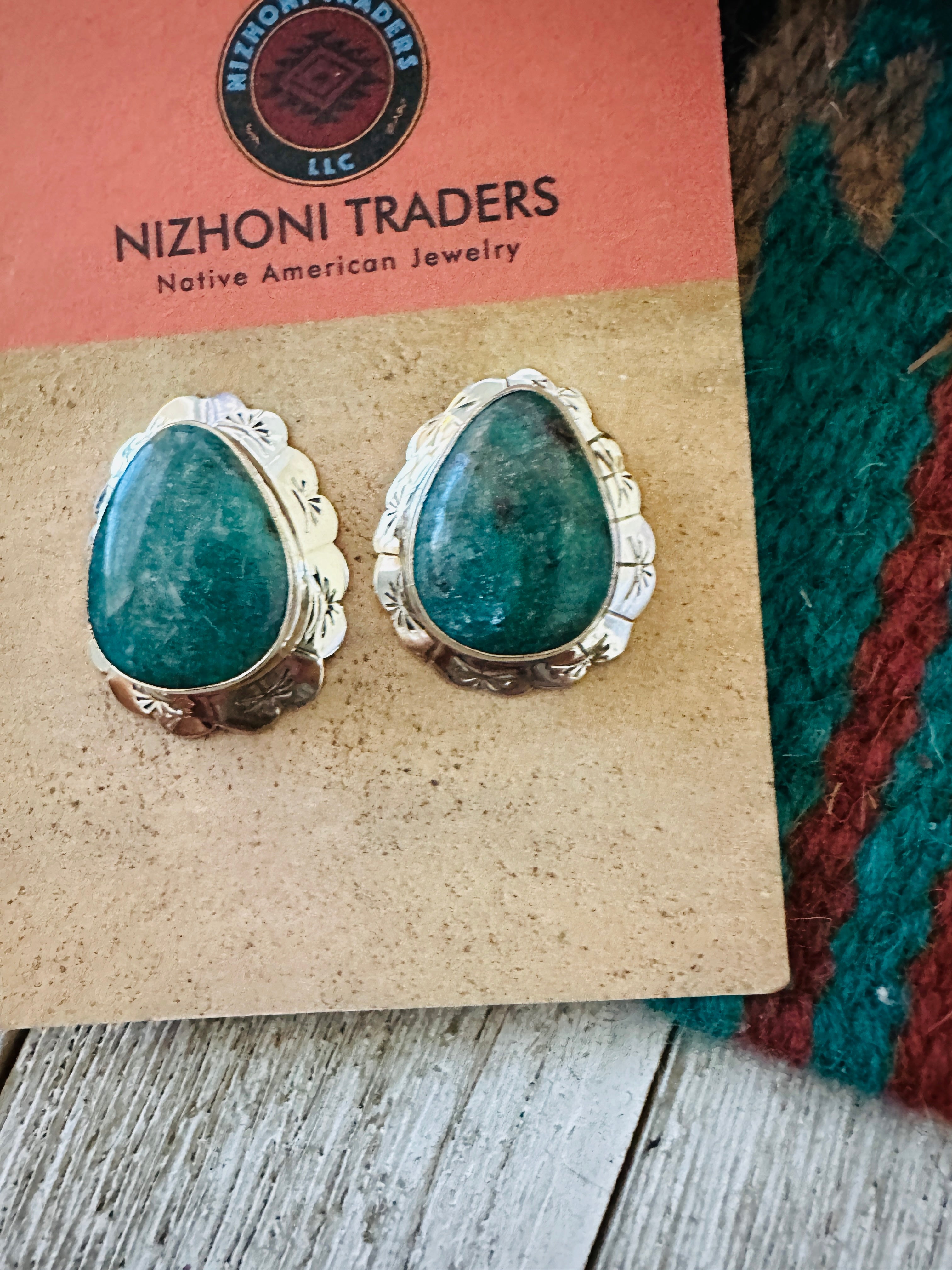 Navajo Turquoise & Sterling Silver Concho Post Earrings