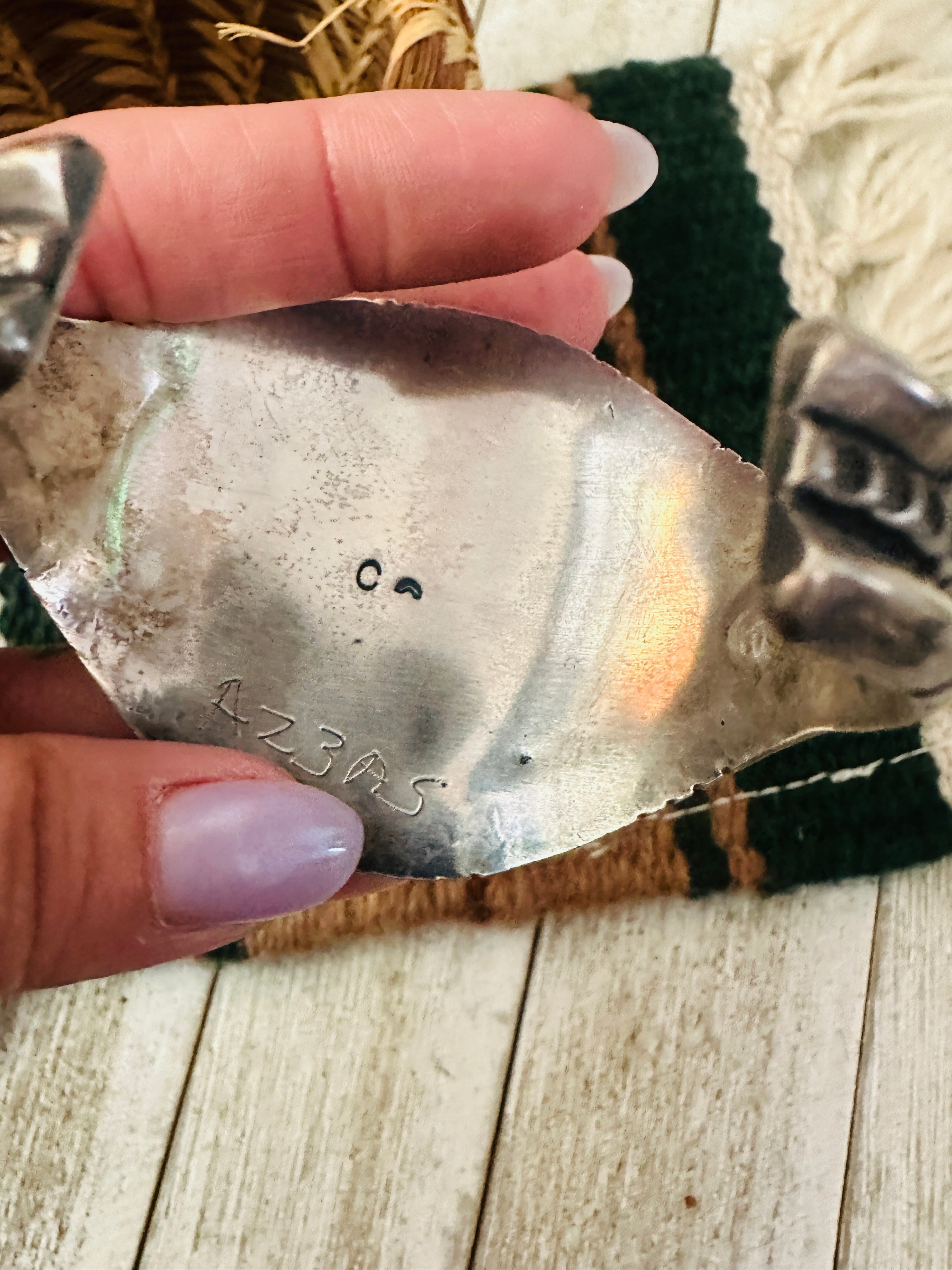 Handcrafted Old Pawn Turquoise & Sterling Silver Cuff Bracelet