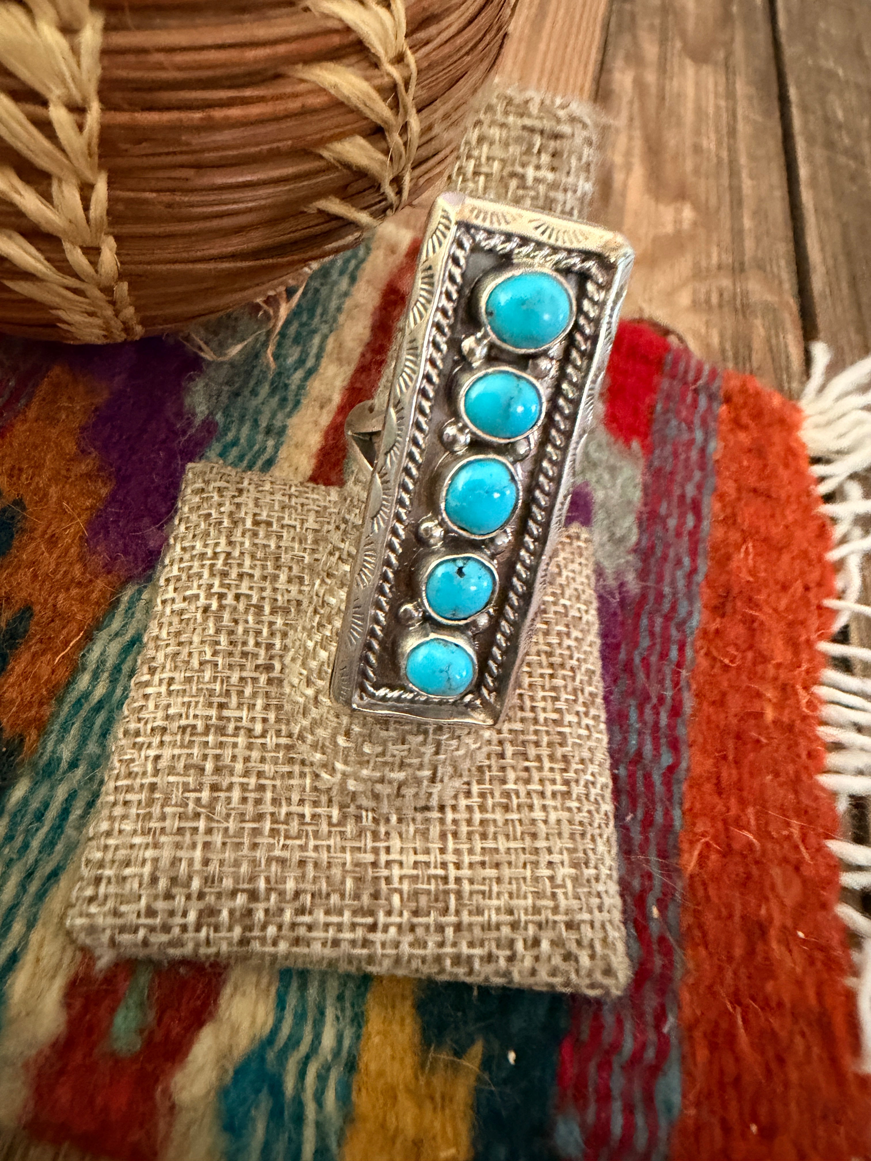 Handcrafted Turquoise & Sterling Silver Adjustable Ring