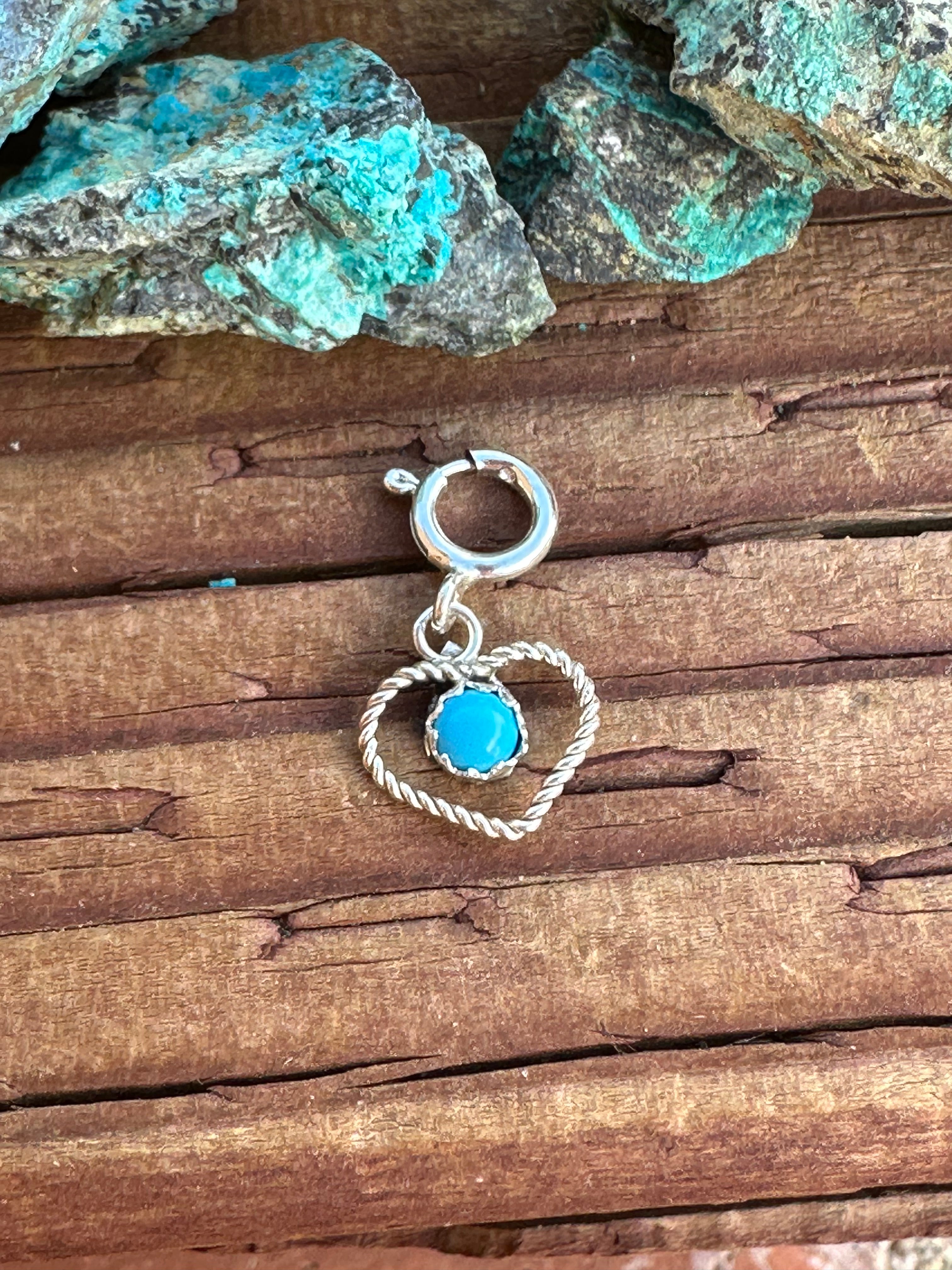 Handcrafted Turquoise Heart Sterling Silver Charm