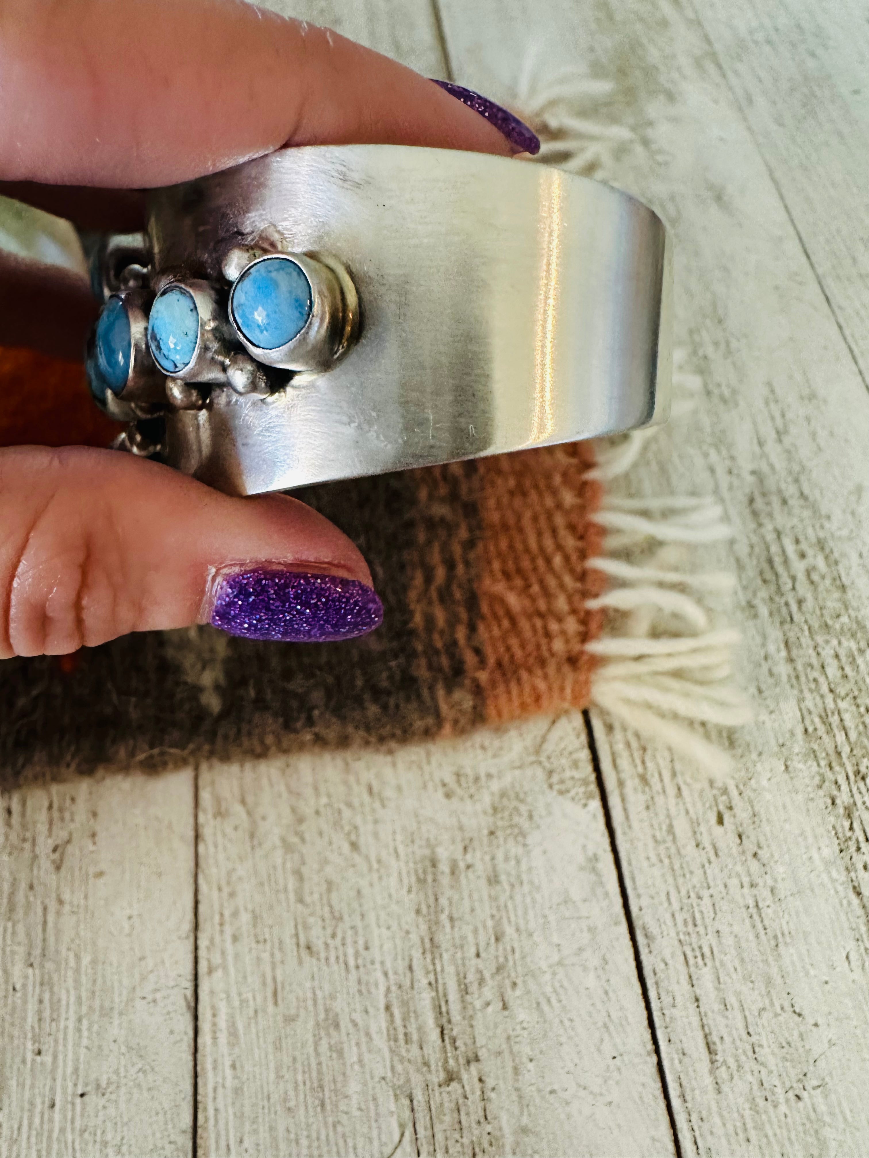 Handcrafted Golden Hills Turquoise & Sterling Silver Cuff Bracelet /