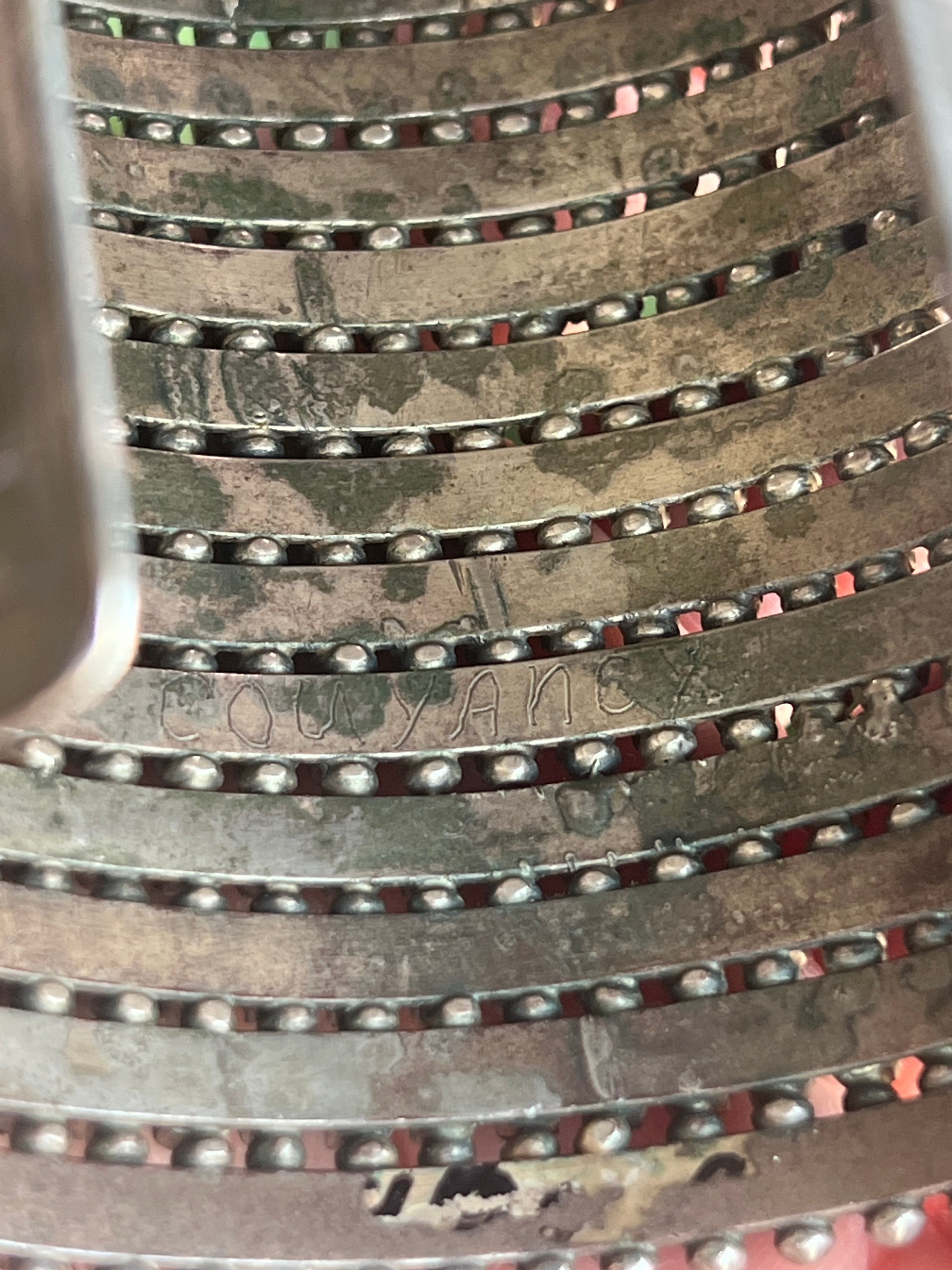 Handcrafted Stunning Old Pawn 15 Row Sterling Silver & Turquoise Gauntlet Style Cuff Bracelet by Clark Couyancy /