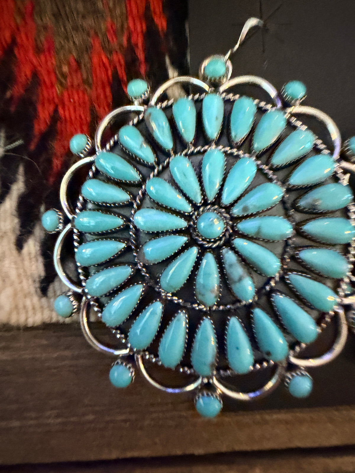 Handcrafted Turquoise & Sterling Silver Cluster Dangle Earrings by Elain Bahe
