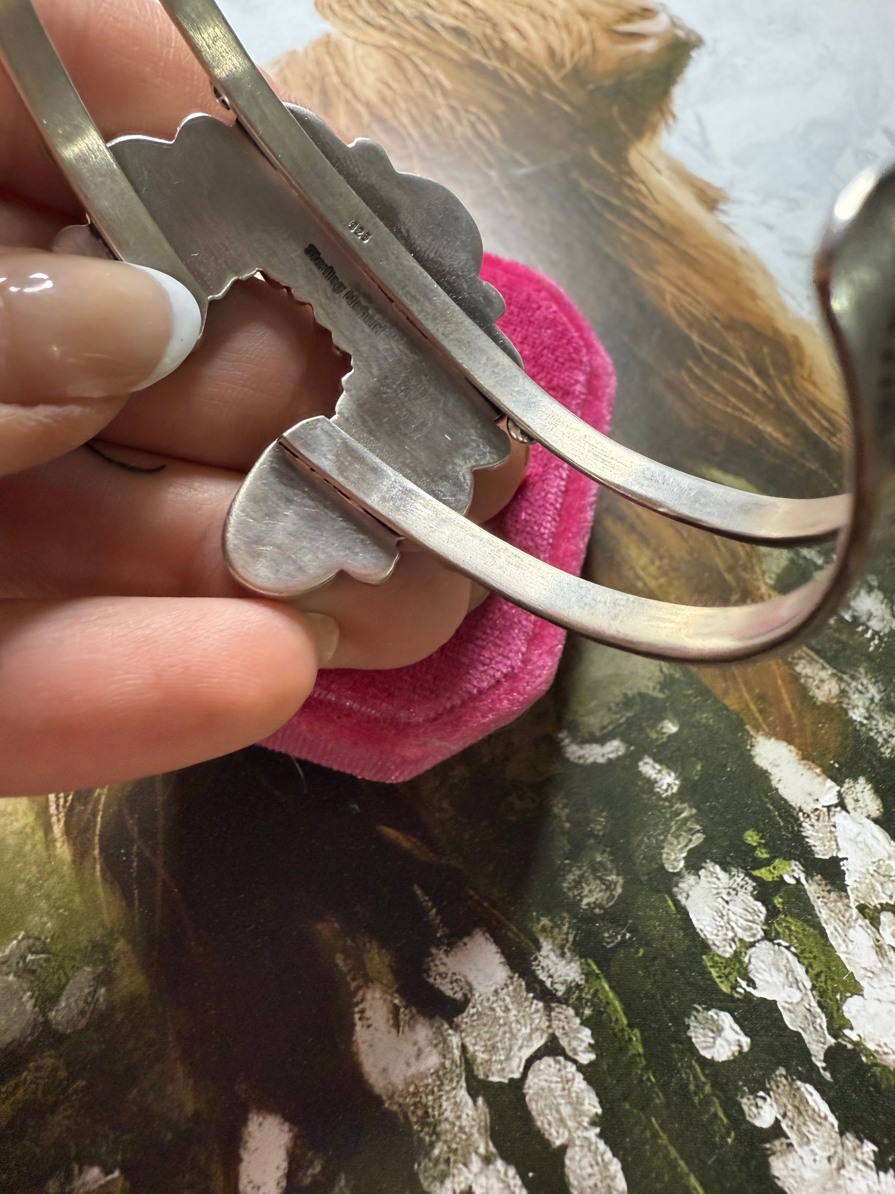 Handmade Sterling Silver & Number 8 Turquoise Naja Cuff Bracelet