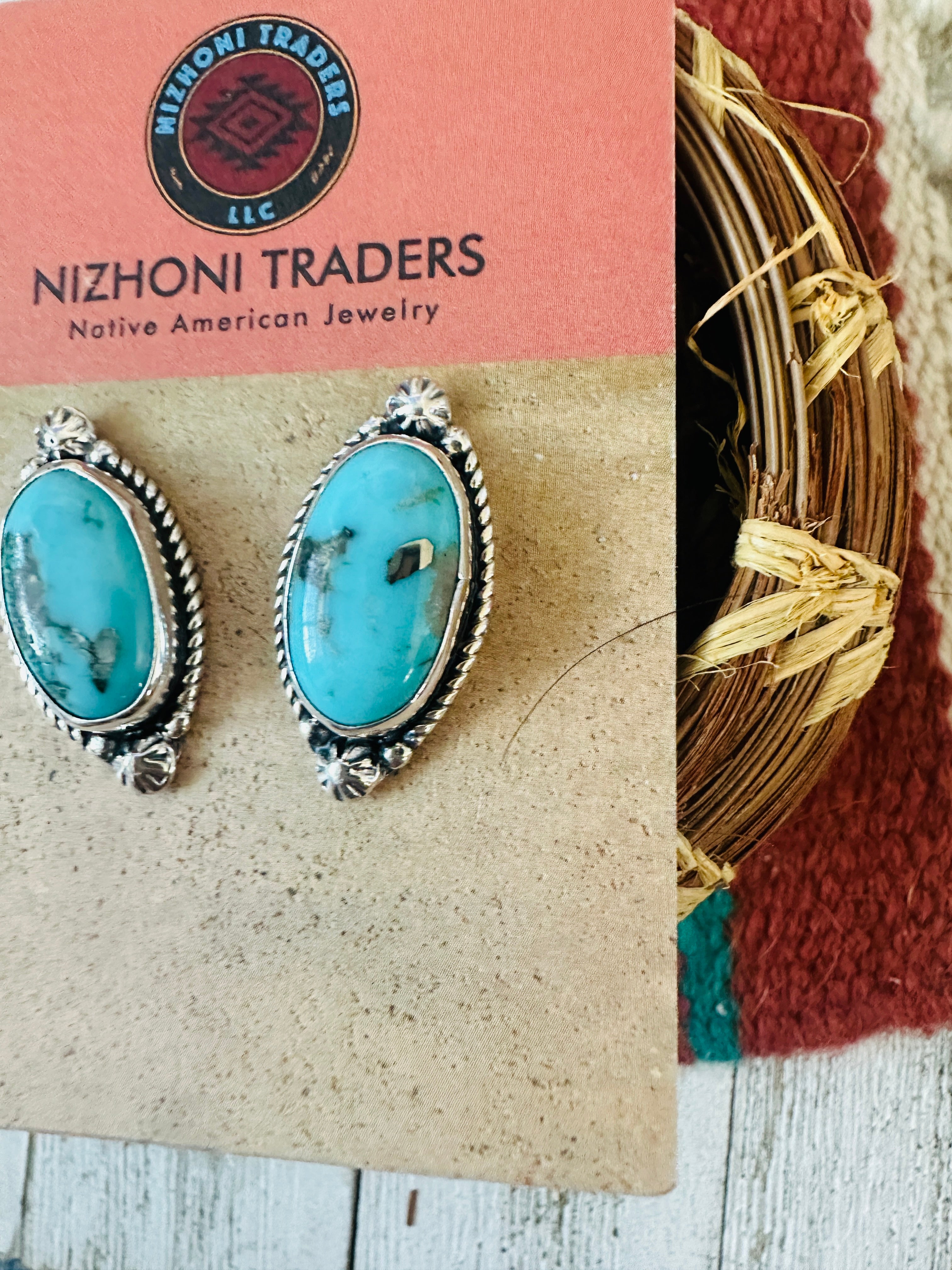 Handcrafted Sterling Silver & Turquoise Post Earrings