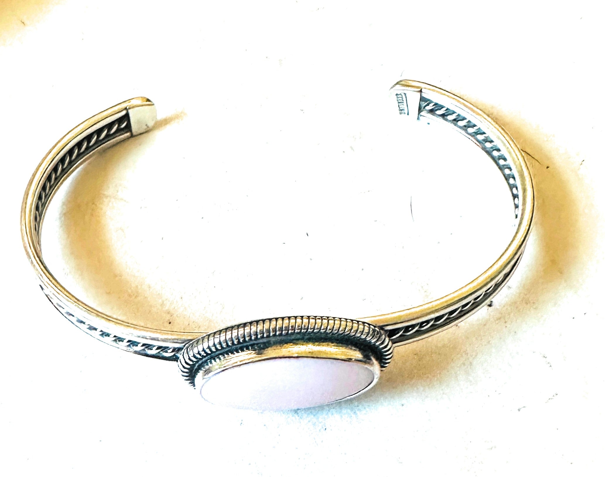 Handcrafted Queen Pink Conch Shell & Sterling Silver Cuff Bracelet