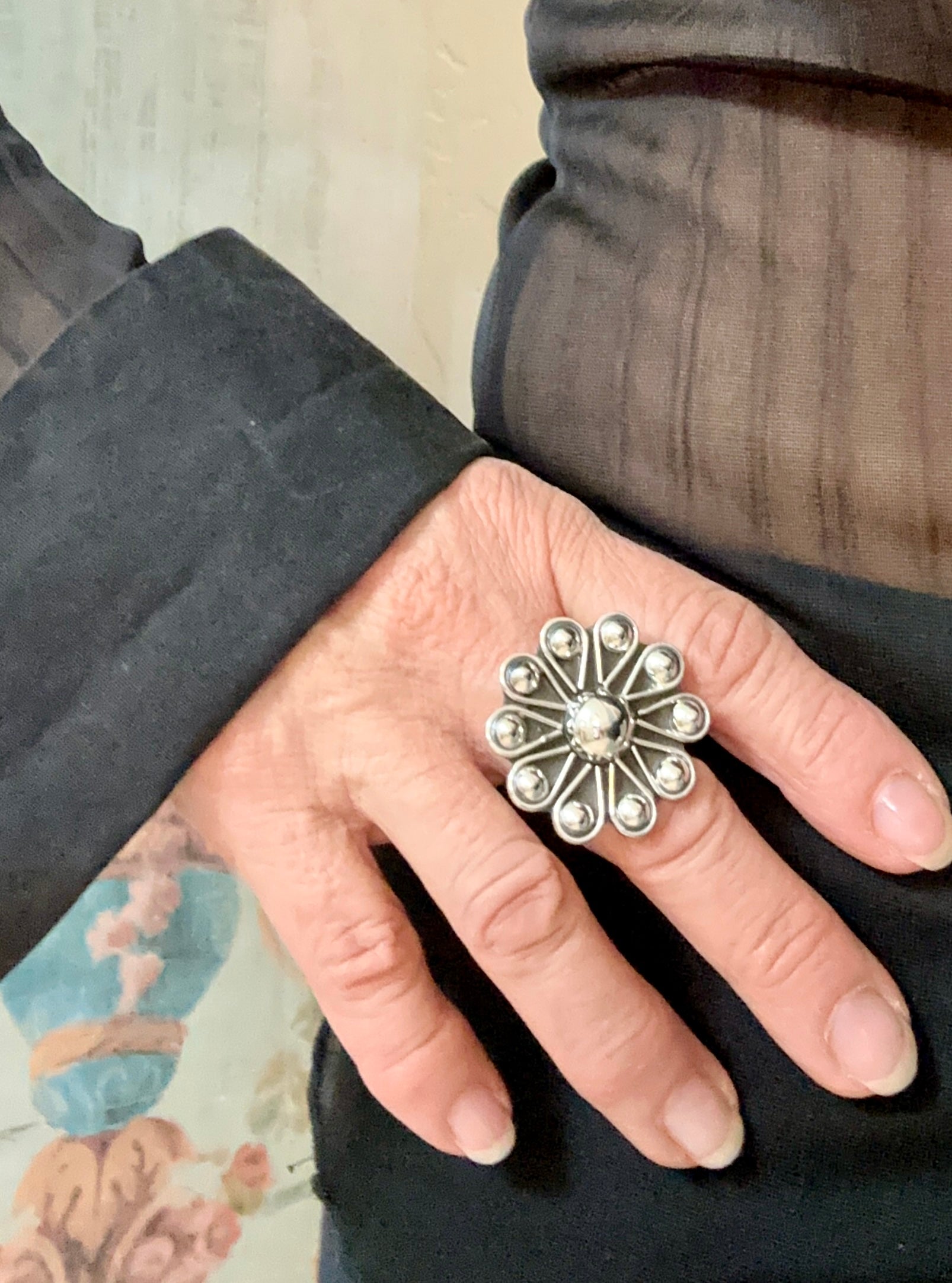 Sterling Silver Vintage Style Flower Ring